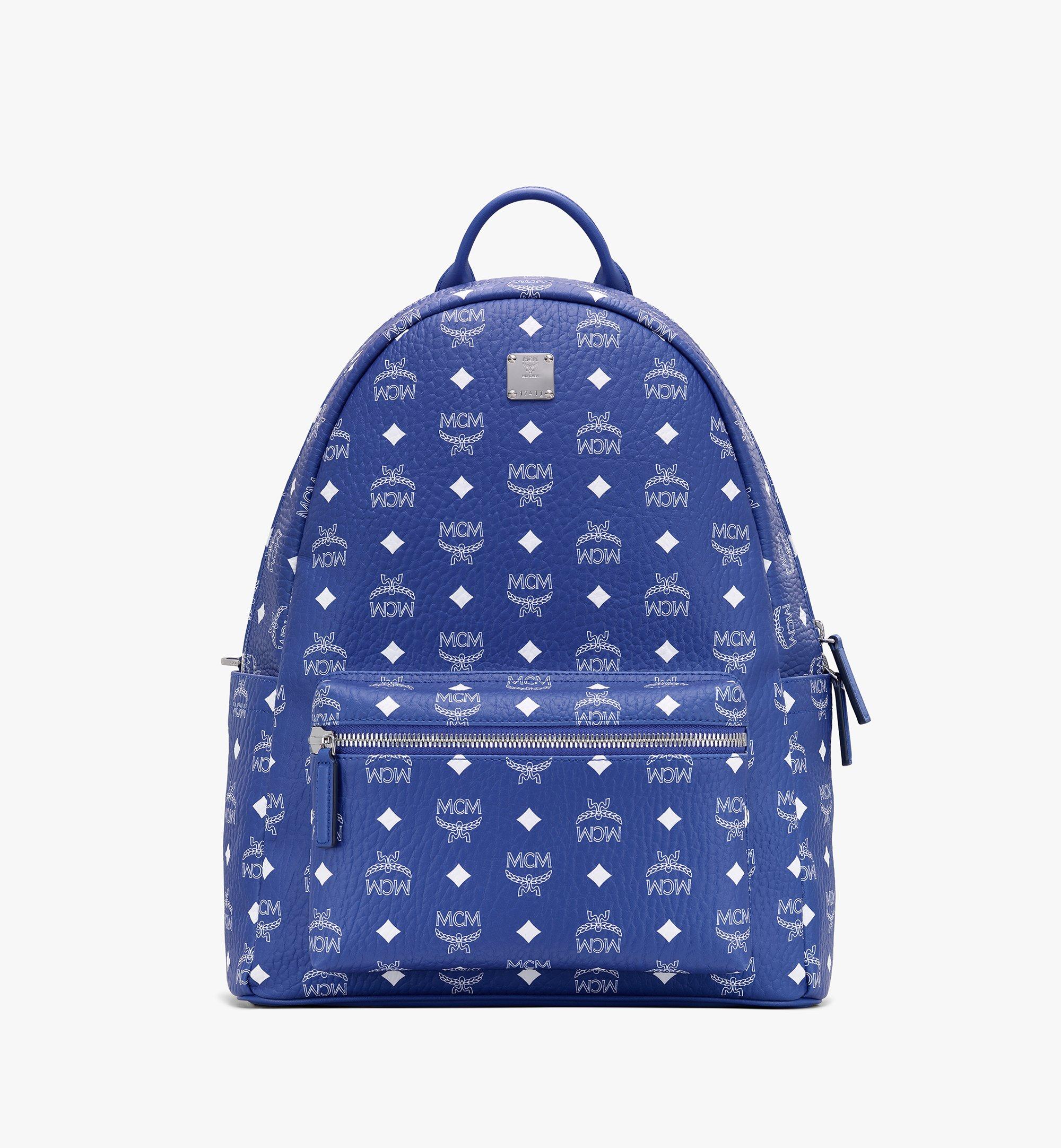 blue mcm backpack