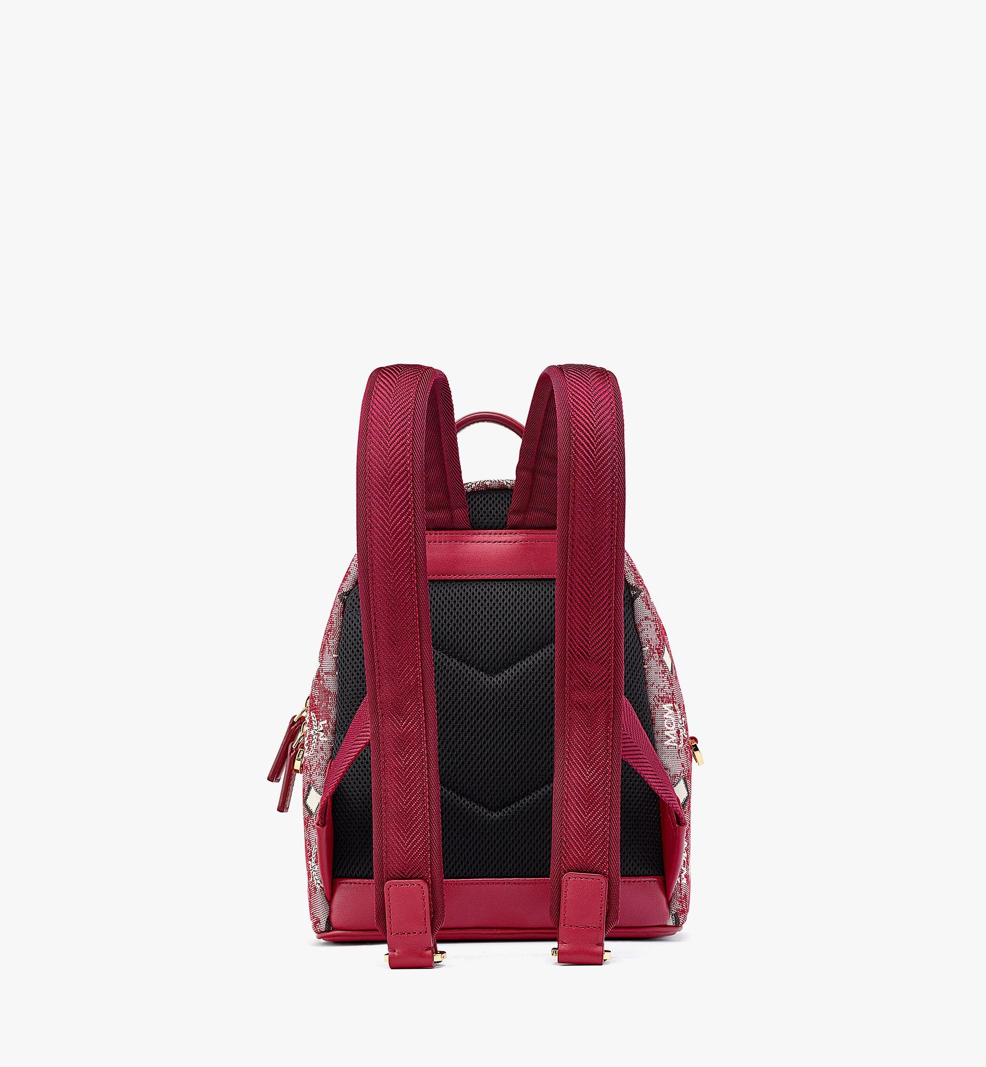 MCM Jacquard Monogram Mini Backpack Red 1295813