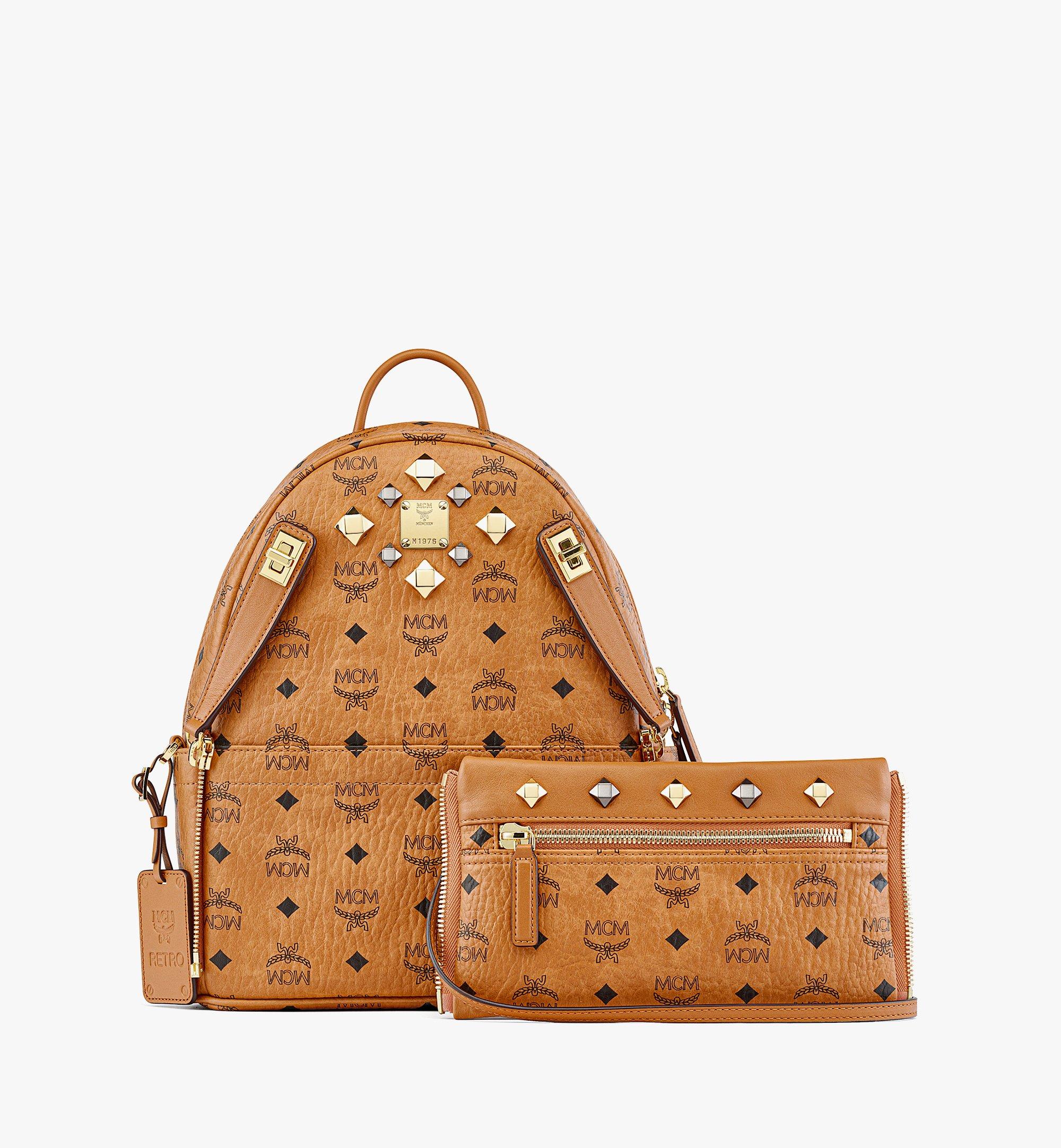 Small Retro Dual Stark Backpack in Visetos Cognac MCM CN