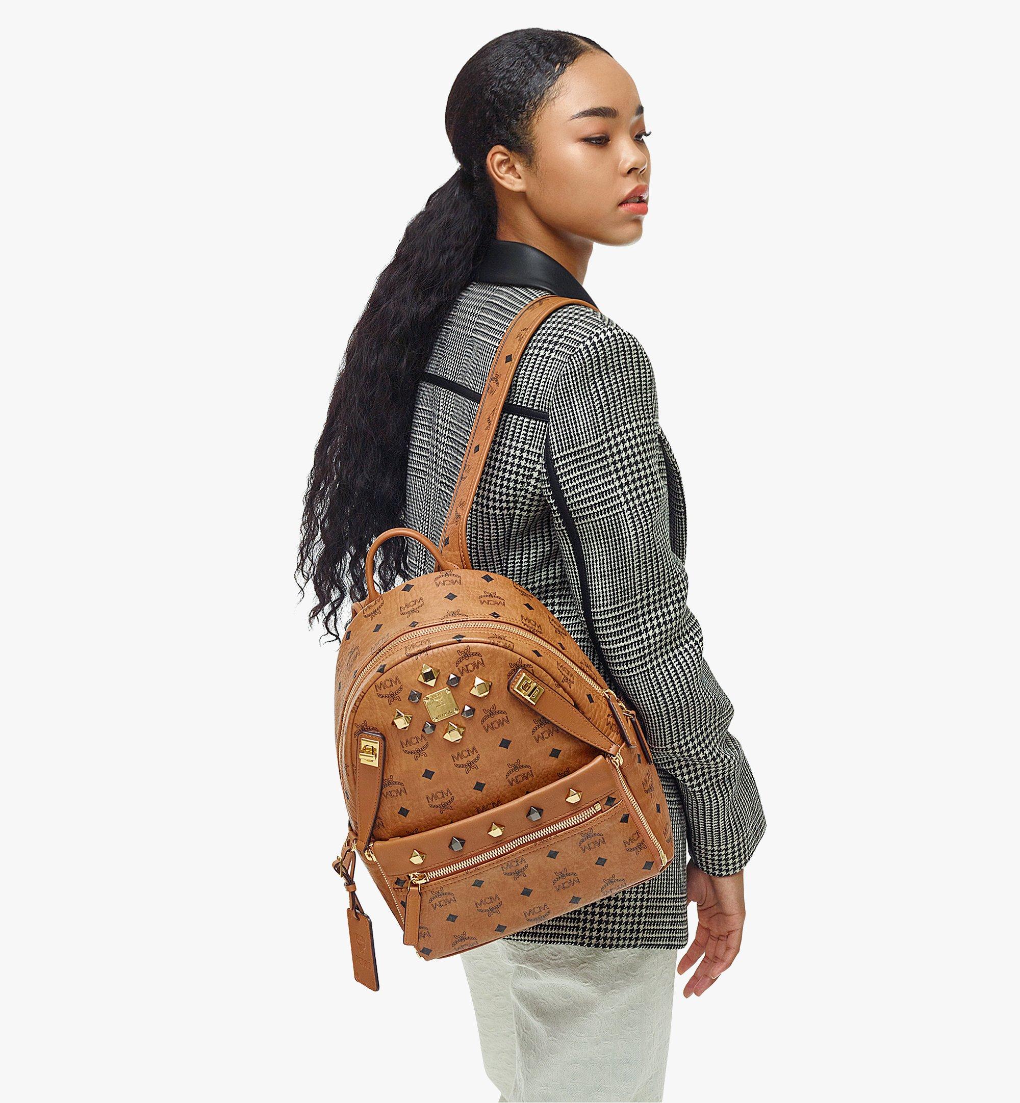 MCM Visetos Monogram Cognac Coated Canvas and Leather Backpack 