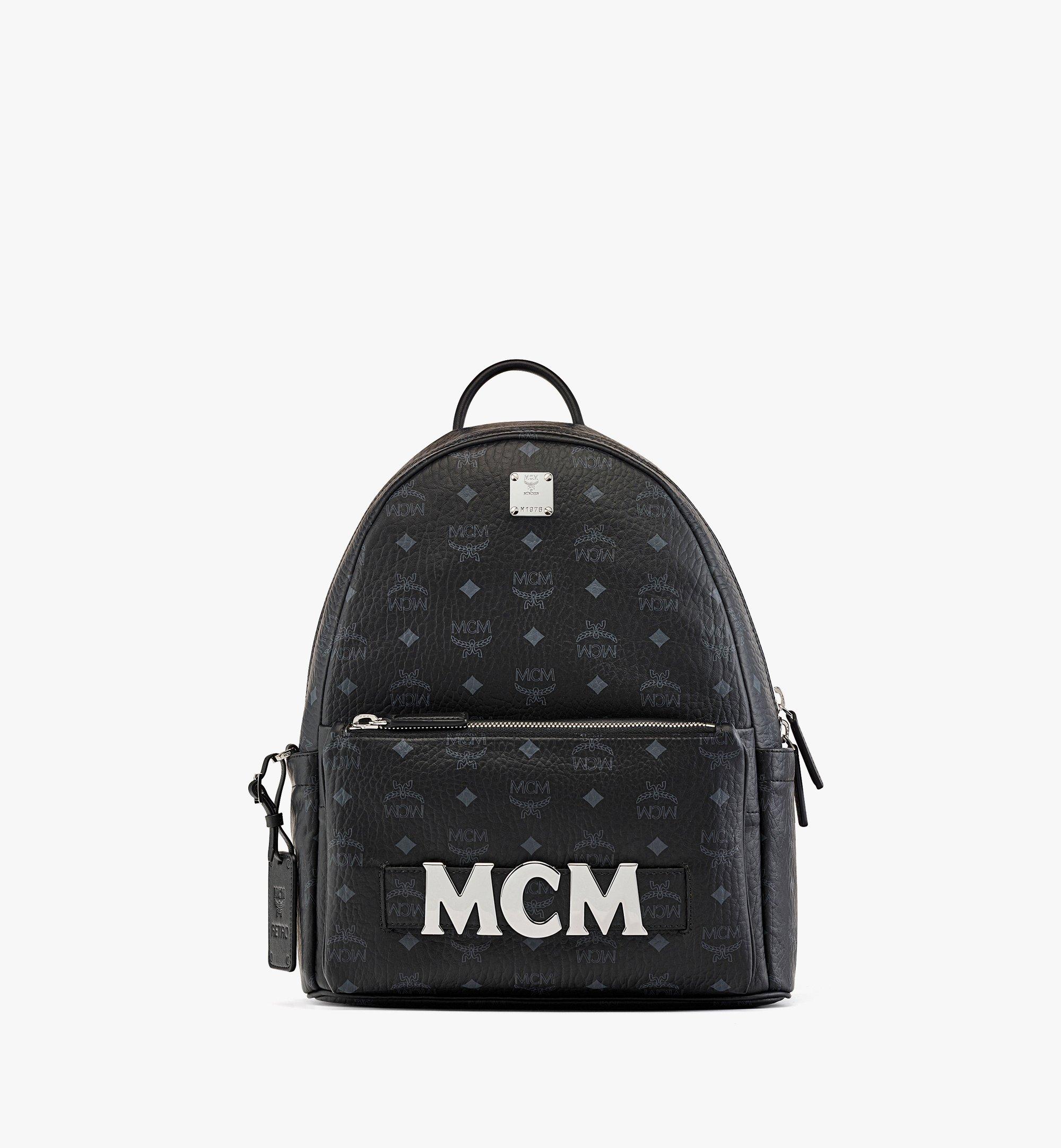 Medium Retro Trilogie Stark Backpack in Visetos Black MCM CA