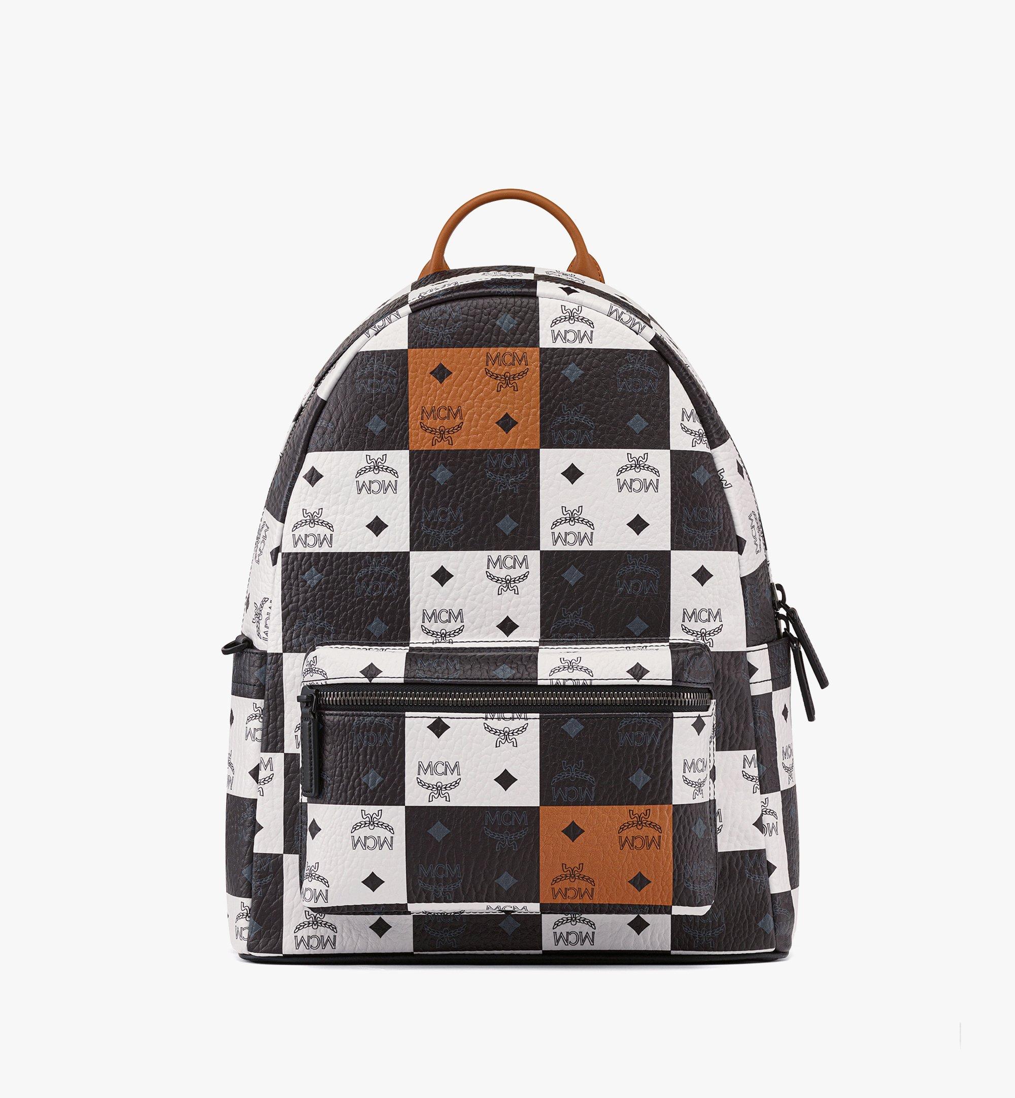 MCM Stark Backpack in Checkerboard Visetos Black MMKCAVE09BW001 Alternate View 1