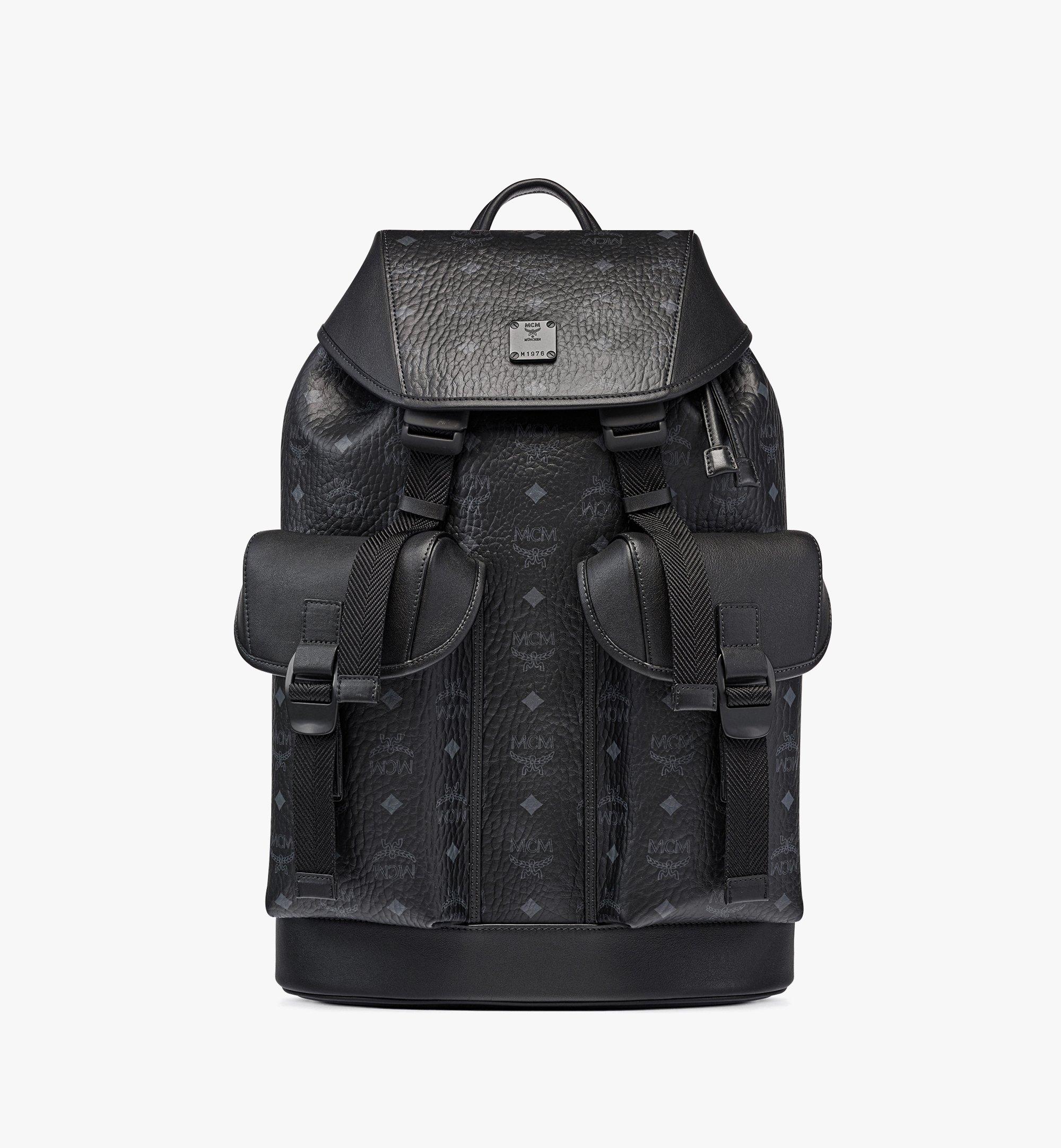 MCM Black Nylon and Leather Drawstring Backpack