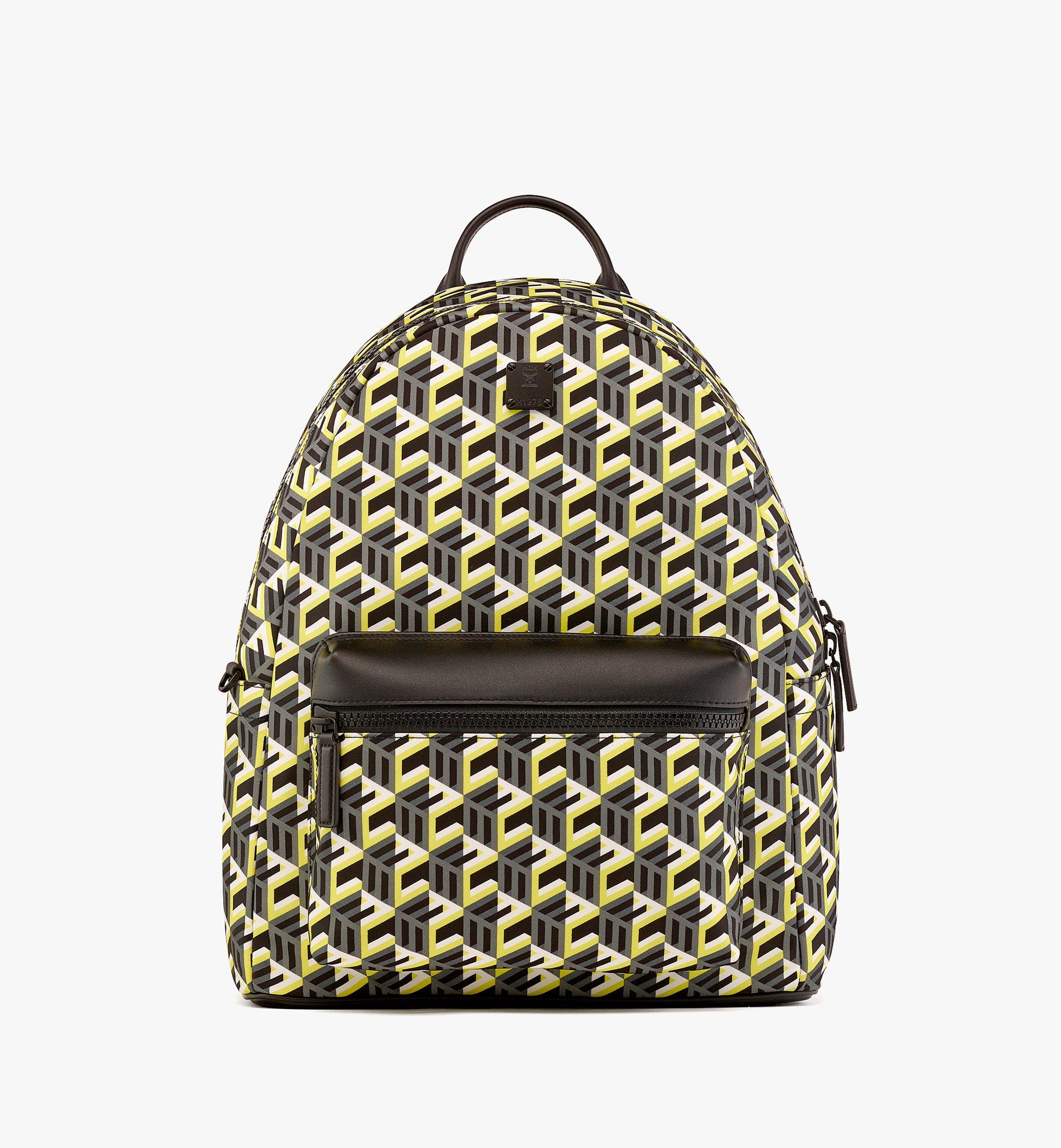 Medium Stark Backpack in Cubic Monogram Nylon Yellow MCM JP