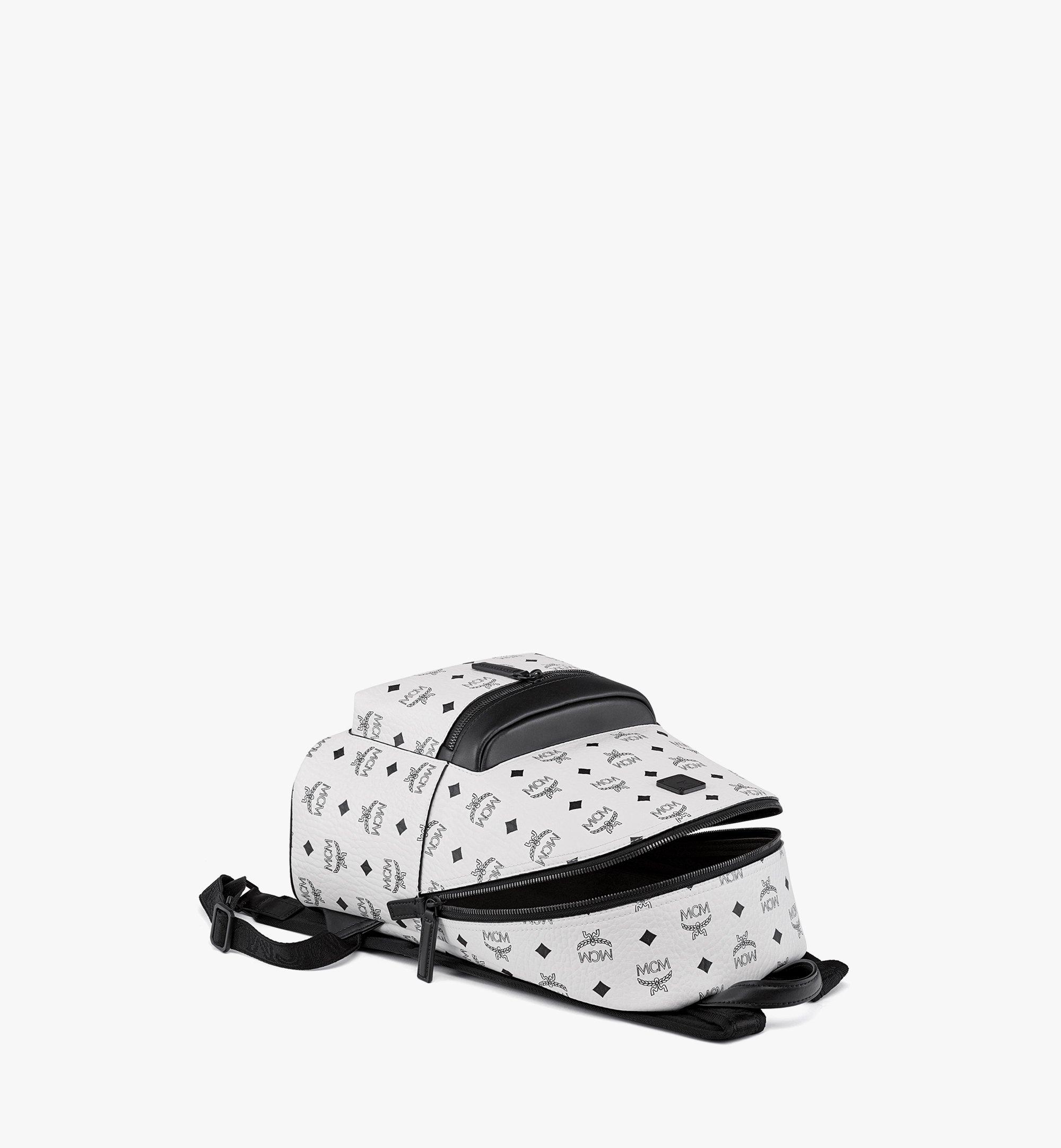 White MCM Mini Visetos Leather Backpack