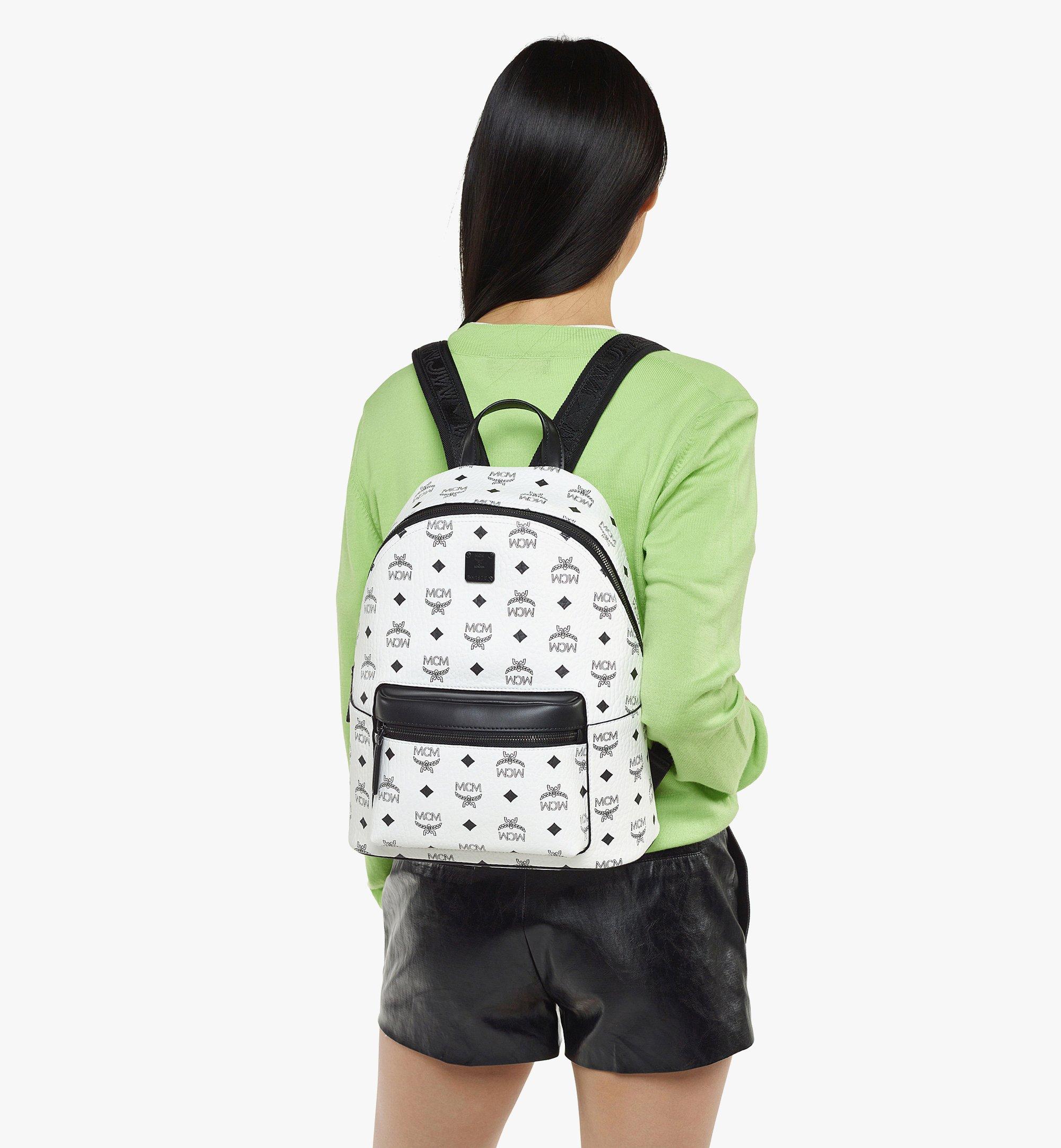 Small Stark Backpack in White Logo Visetos Blue