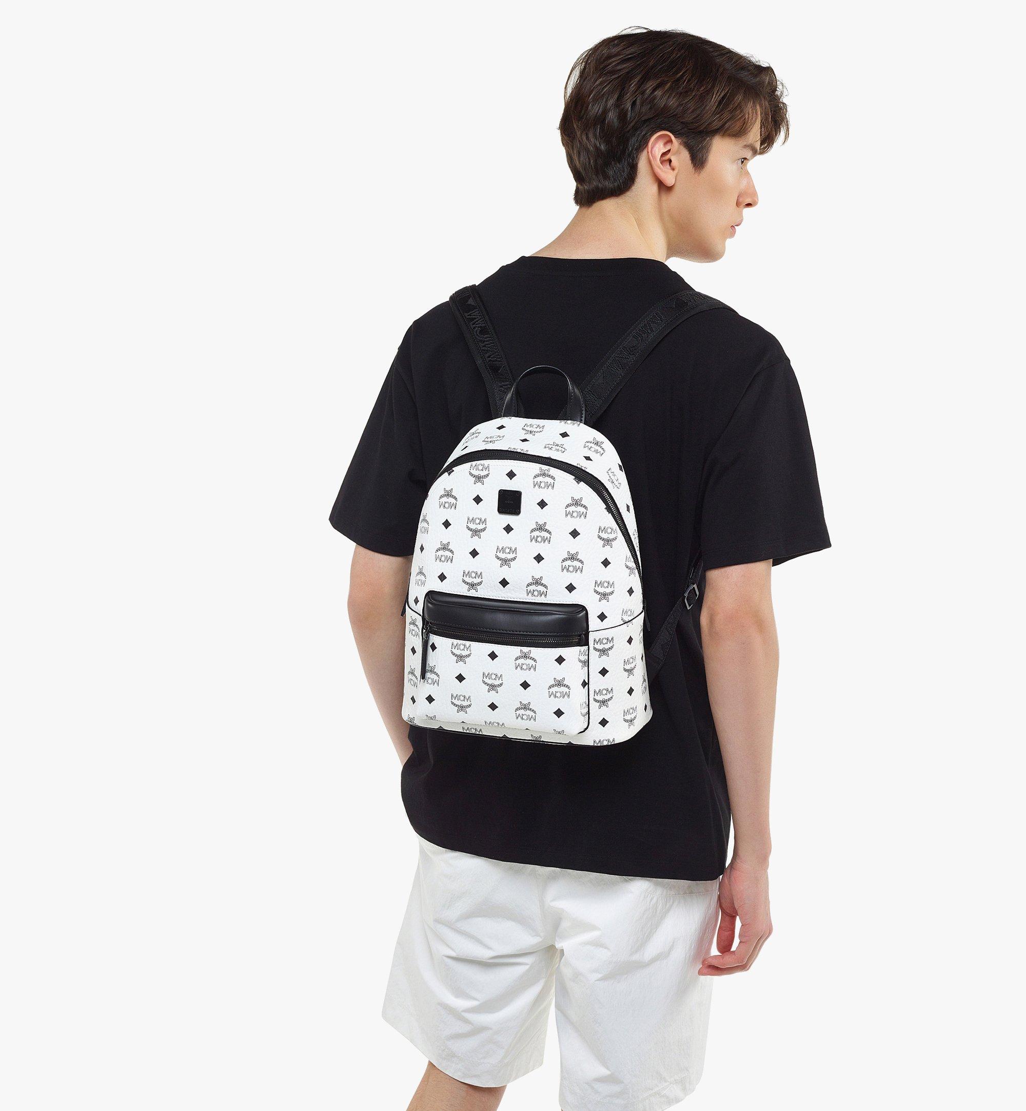 Mcm black clearance and white backpack