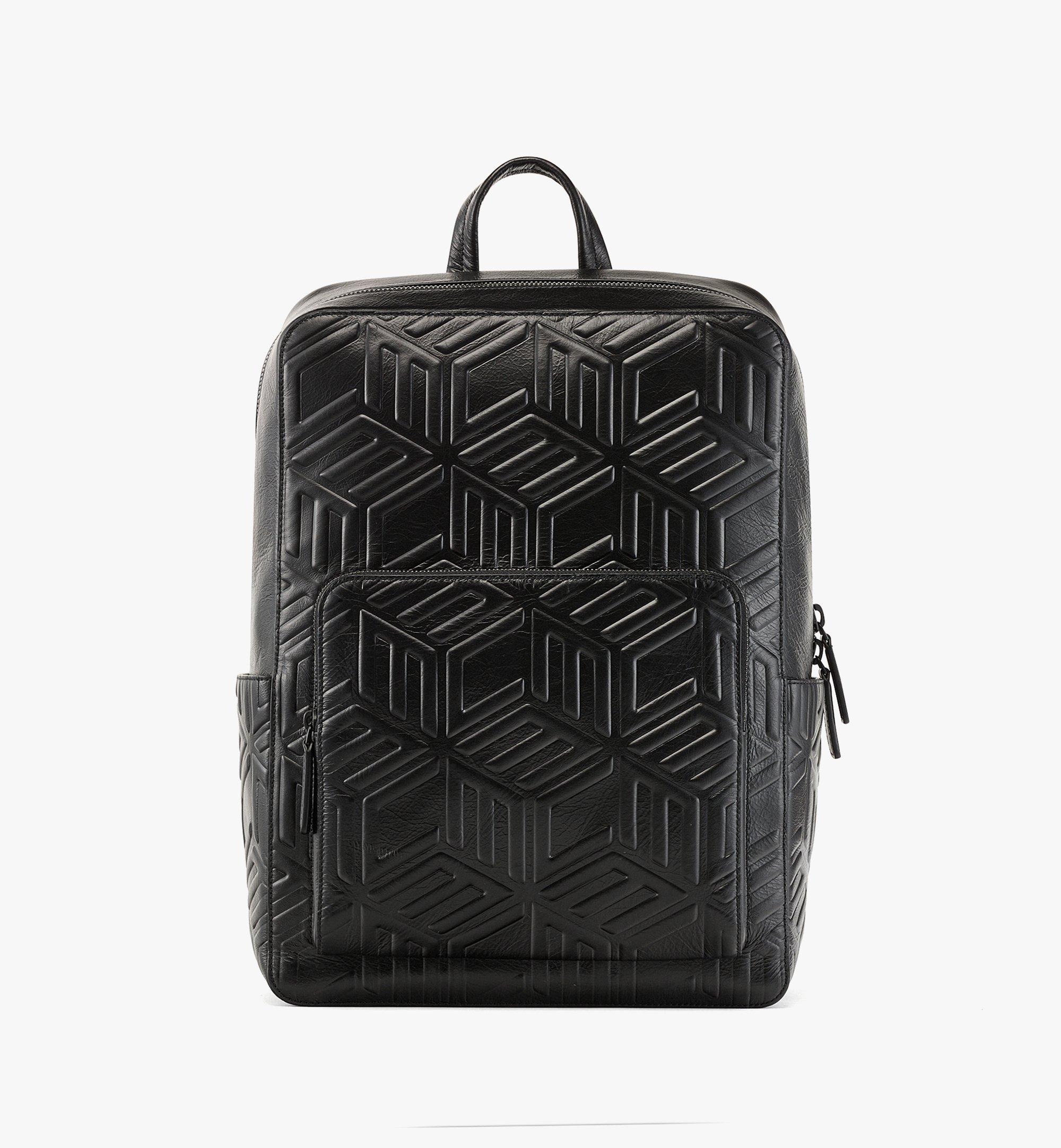 MCM Aren Backpack in Crushed Cubic Leather Black MMKDATA02BK001 Alternate View 1