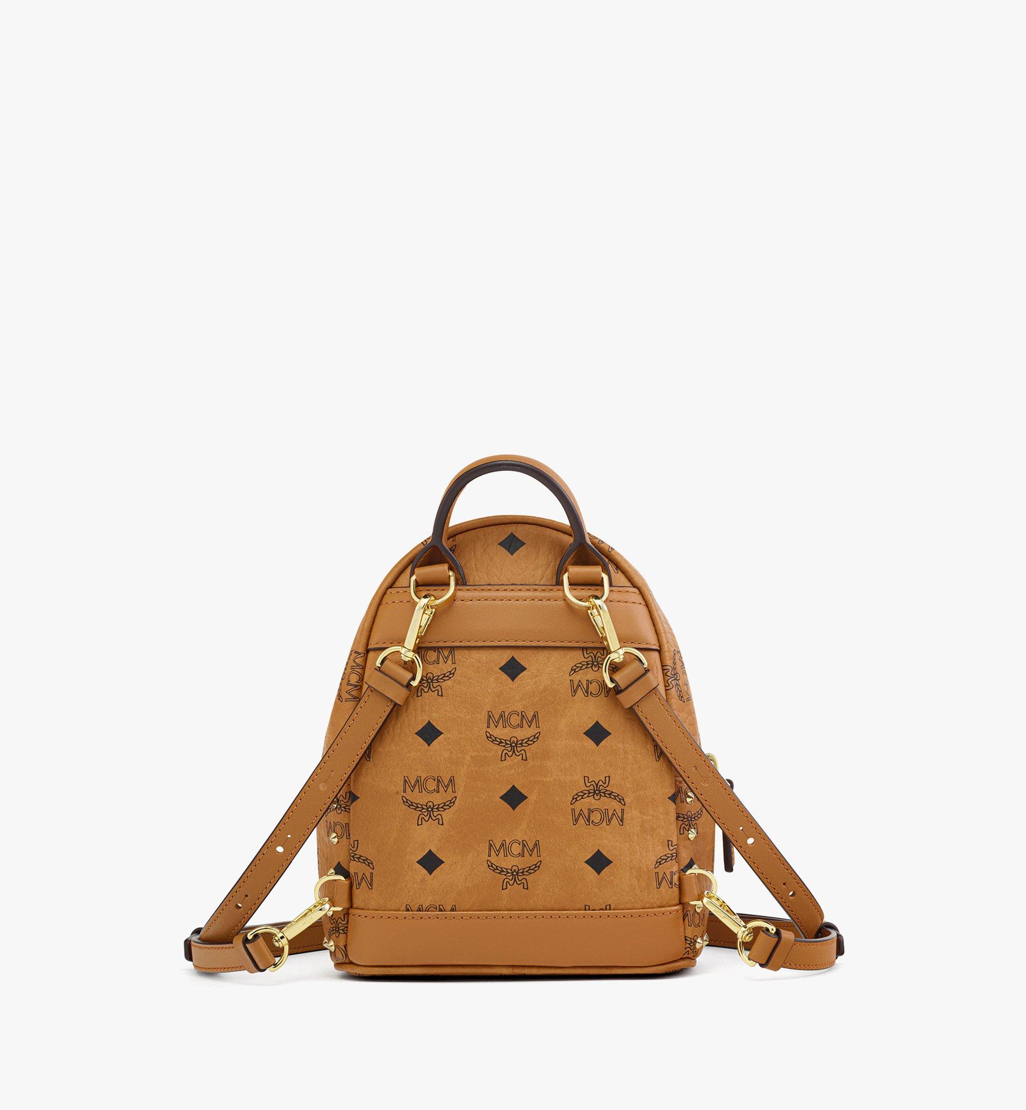 MCM Valentine’s Day Stark Bebe Boo Backpack in Studded Visetos Cognac MMKDAUP01CO001 ほかの角度から見る 3