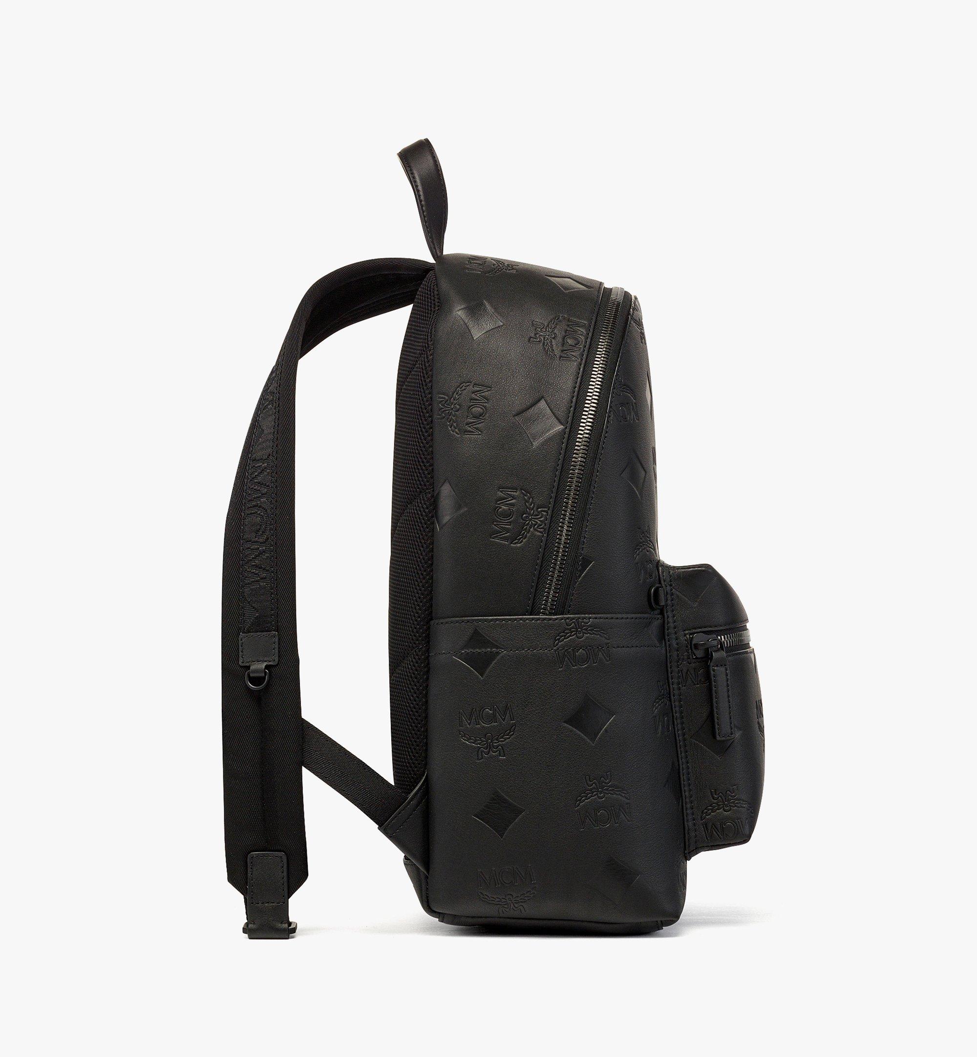 Mcm Ottomar Monogrammed Leather Backpack - Black