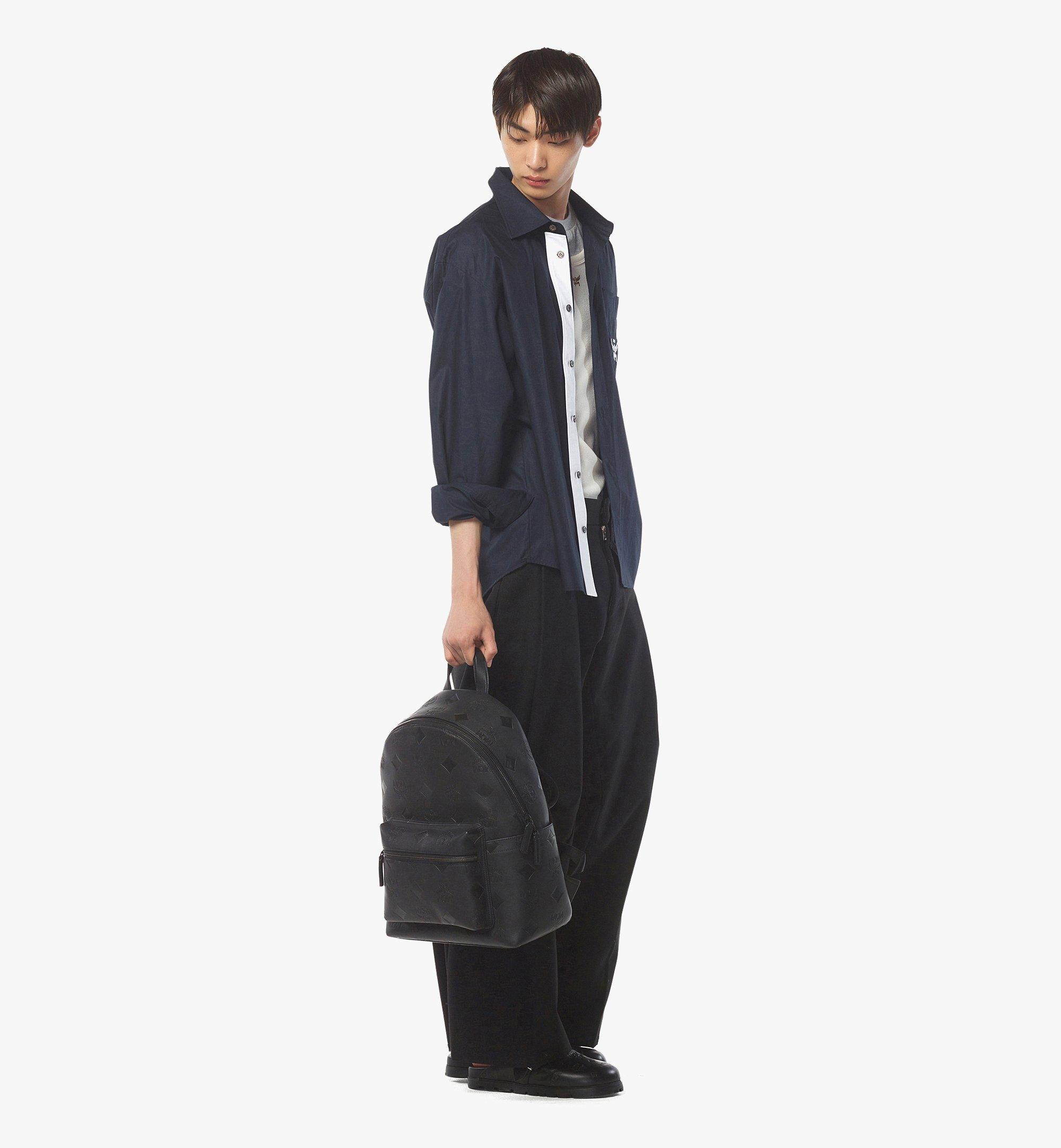 MCM Stark Backpack in Maxi Monogram Leather Black MMKDAVE02BK001 Alternate View 2