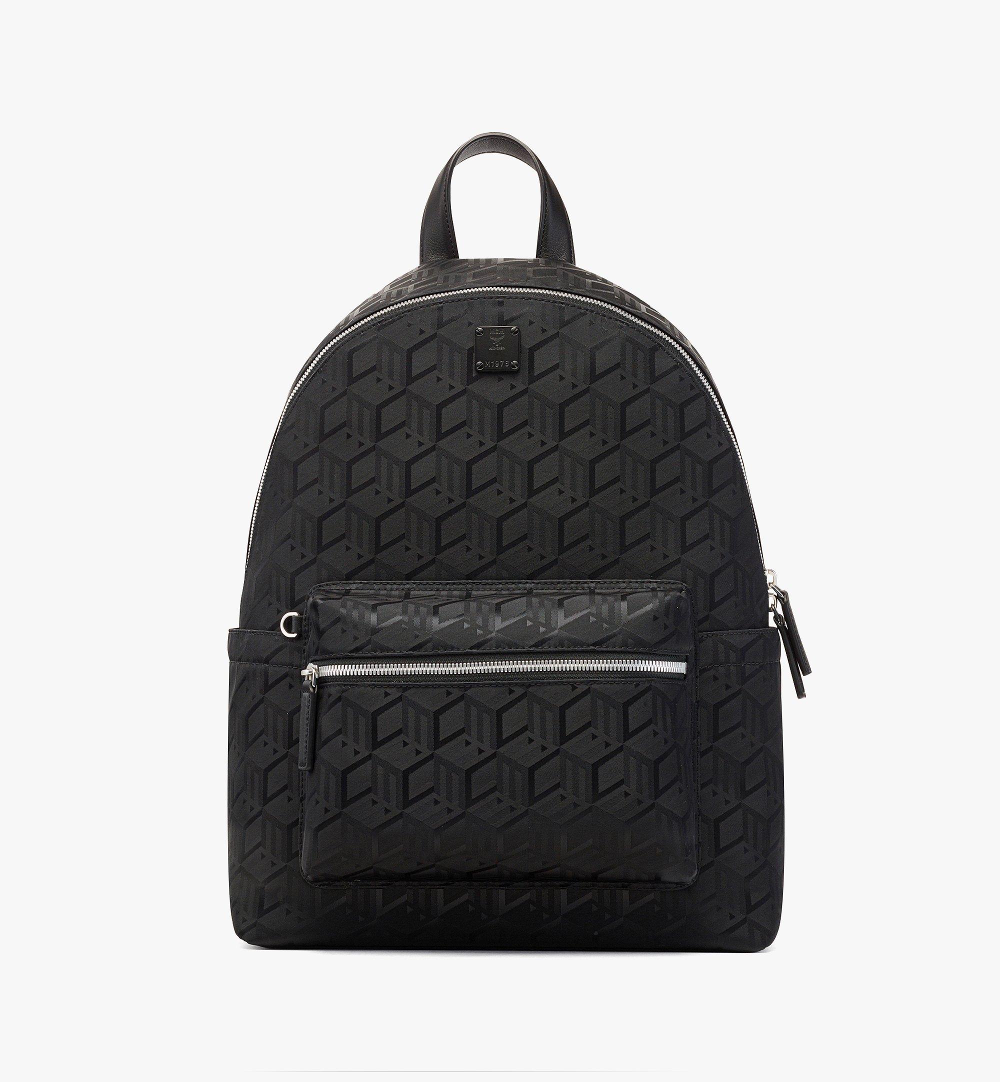 Mcm Women's Stark Backpack in Cubic Jacquard Nylon - Black - Backpacks