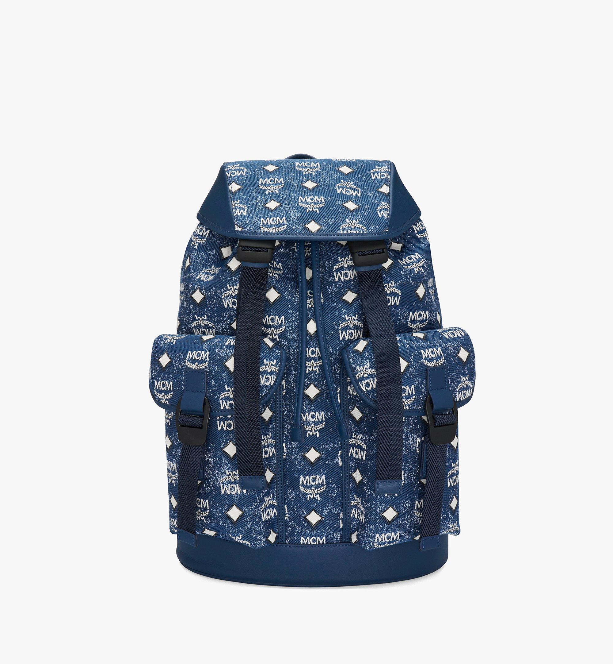 Medium Brandenburg Backpack in Vintage Denim Jacquard Blue