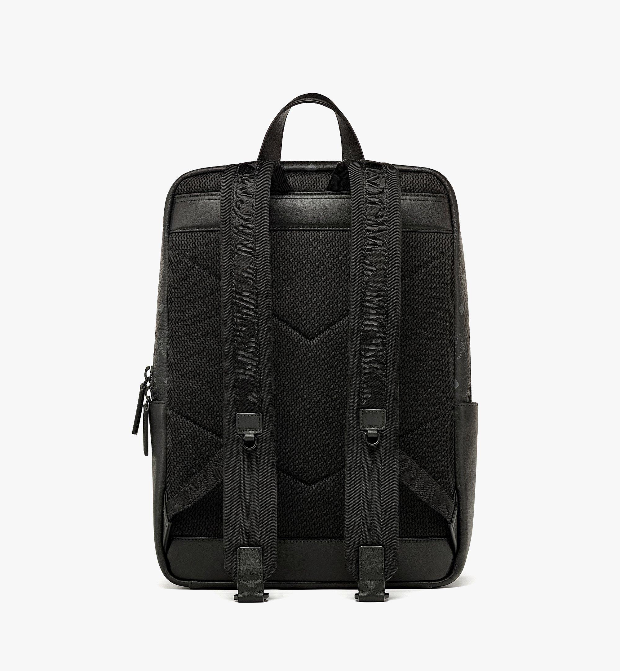 Mcm Aren Visetos Logo Monogram Medium Backpack - Black