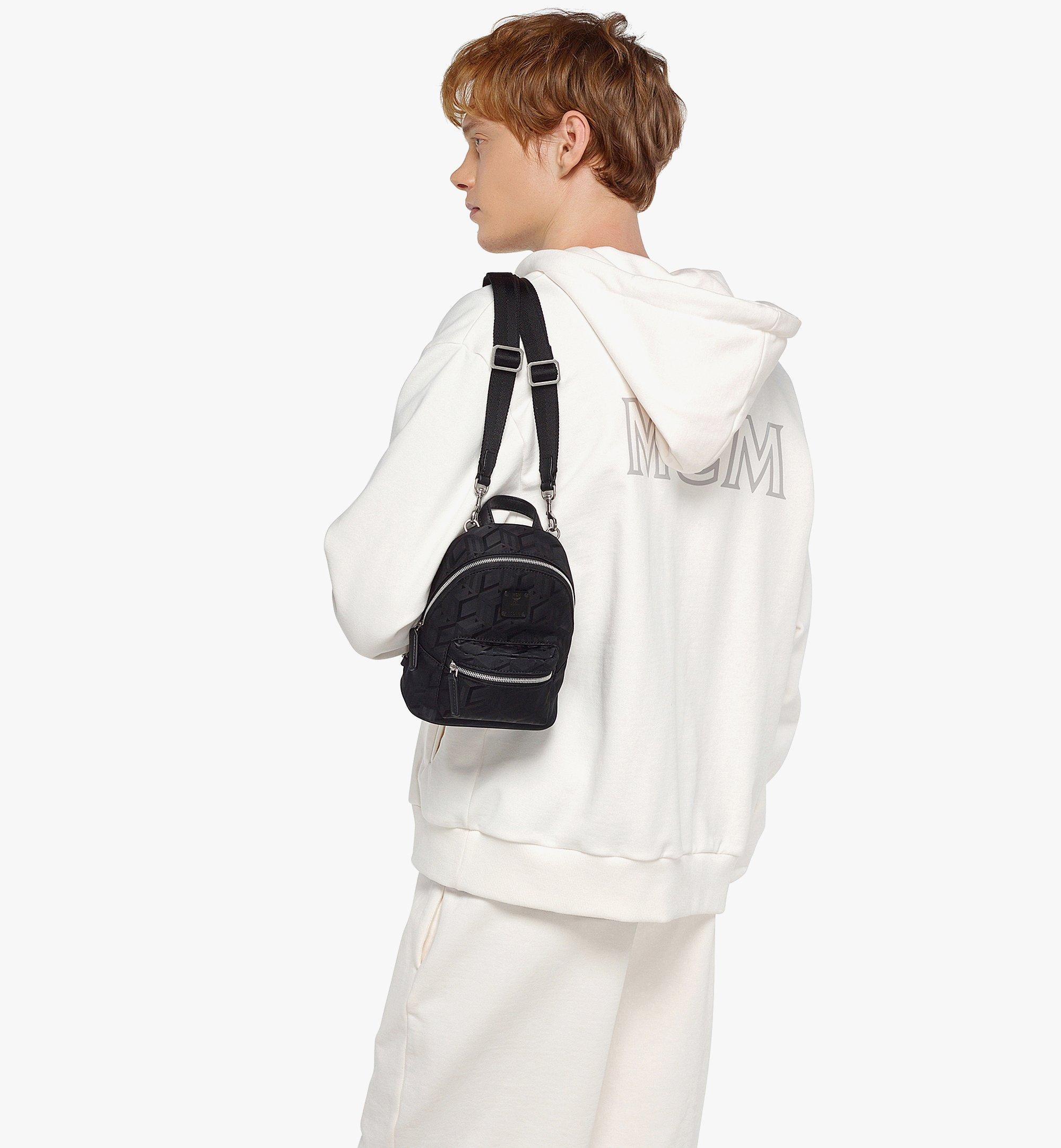 MCM Stark Bebe Boo Backpack in Cubic Jacquard Nylon Black MMKDSVE04BK001 Alternate View 2