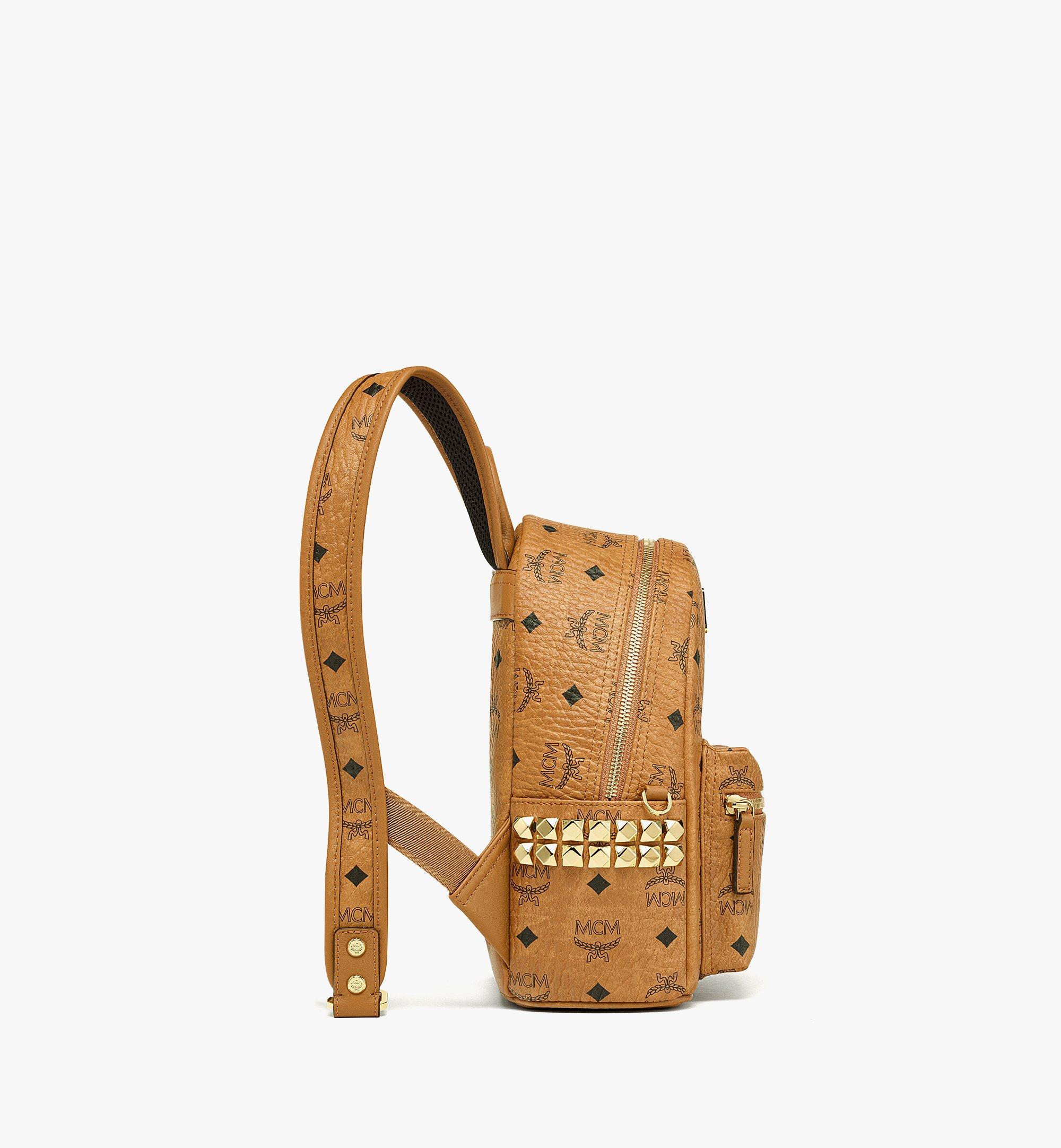 MCM Stark Side Studs Backpack in Visetos Cognac MMKDSVE10CO001 Alternate View 1
