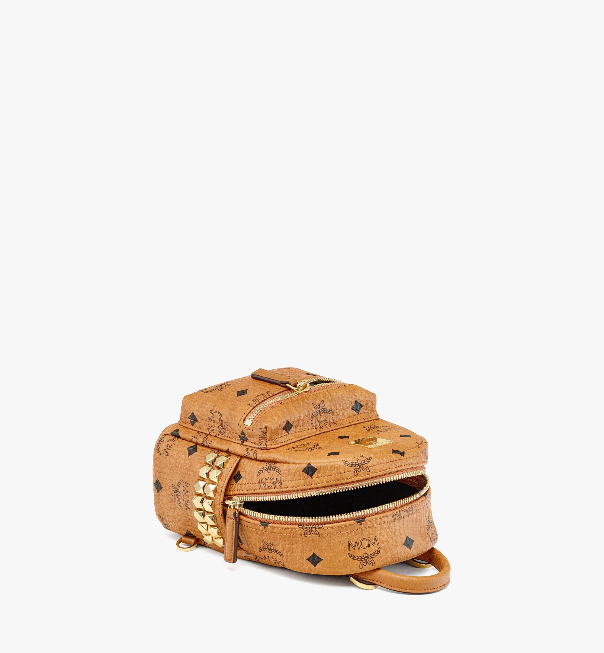 MCM Stark Bebe Boo Side Studs Backpack in Visetos Cognac MMKDSVE11CO001 Alternate View 2
