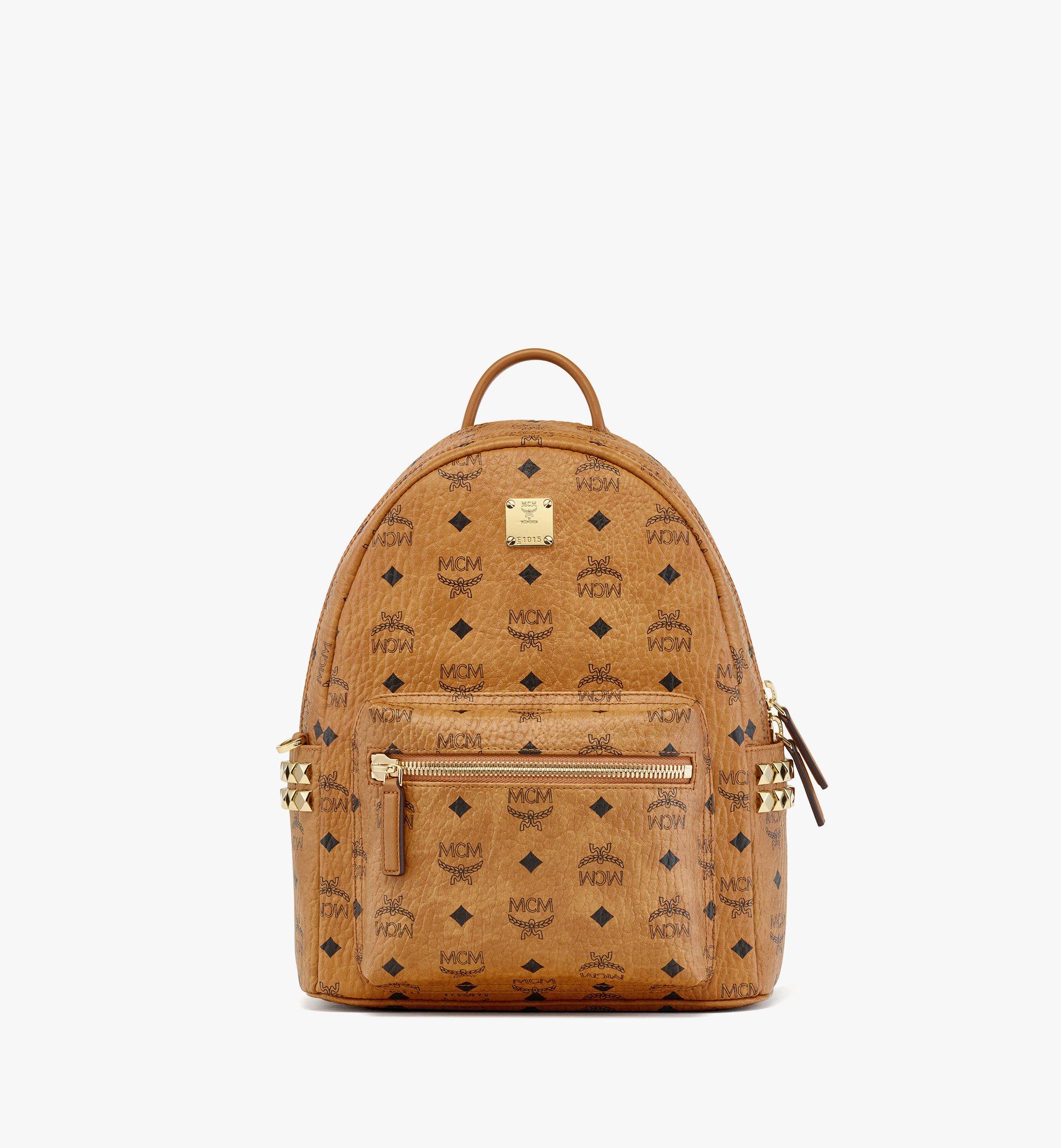 SMALL Stark Side Studs Backpack in Visetos COGNAC MCM JP