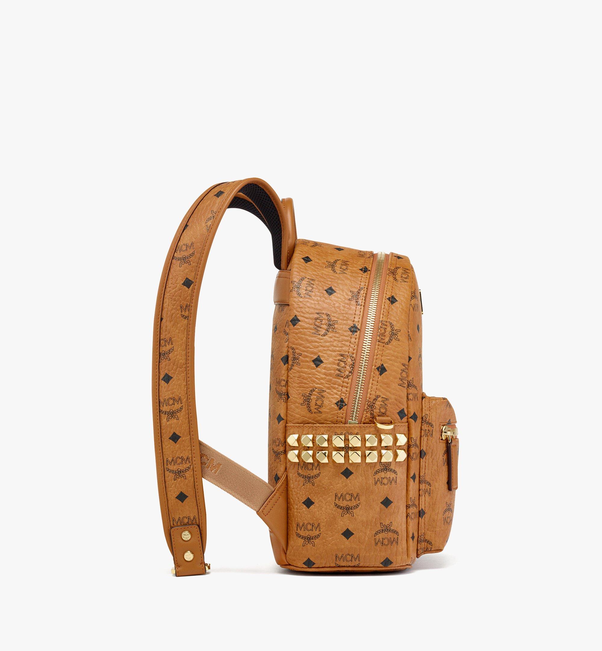 SMALL Stark Side Studs Backpack in Visetos COGNAC MCM JP