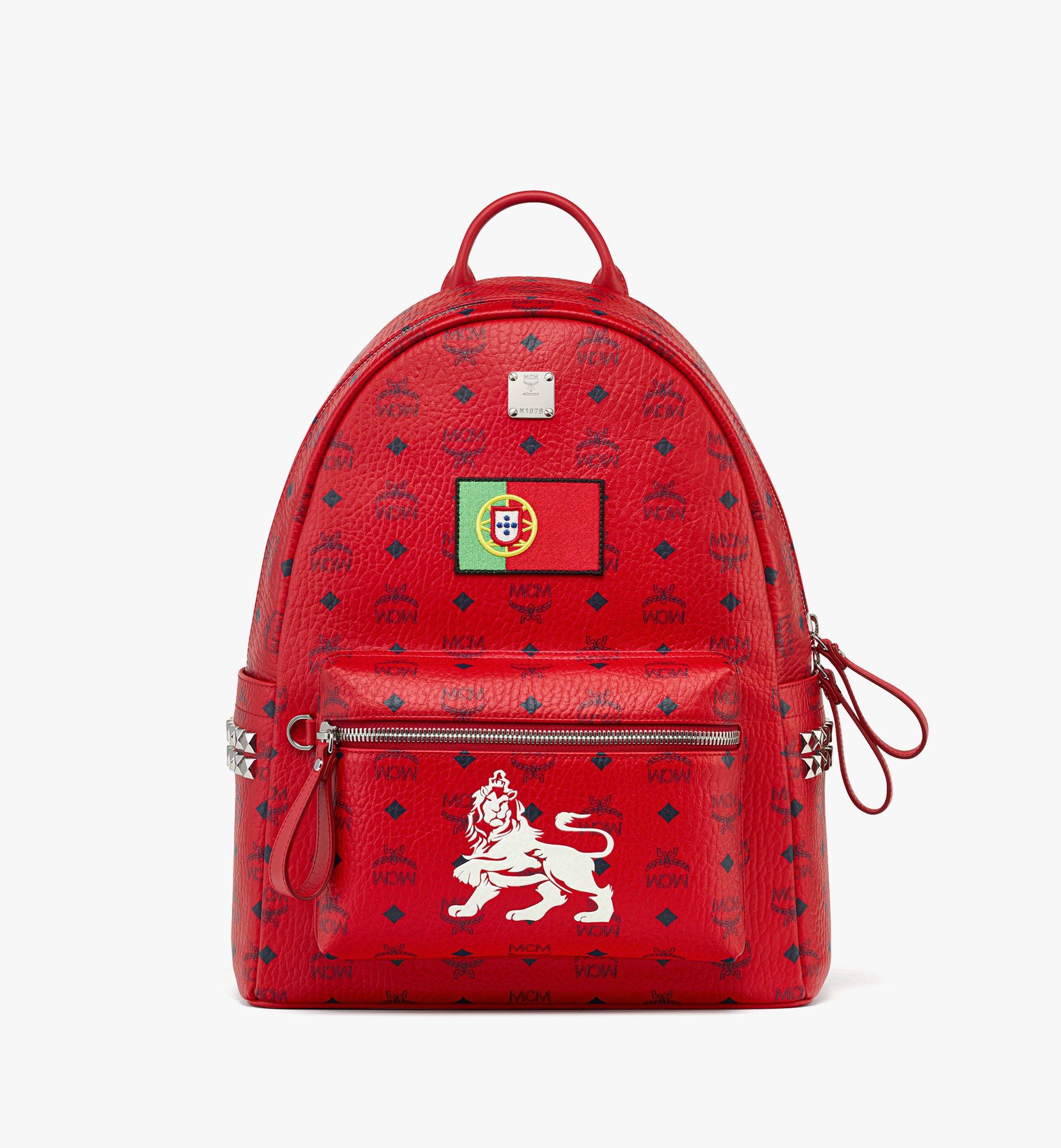 Medium Stark Side Studs Backpack in Visetos Rouge MCM FR