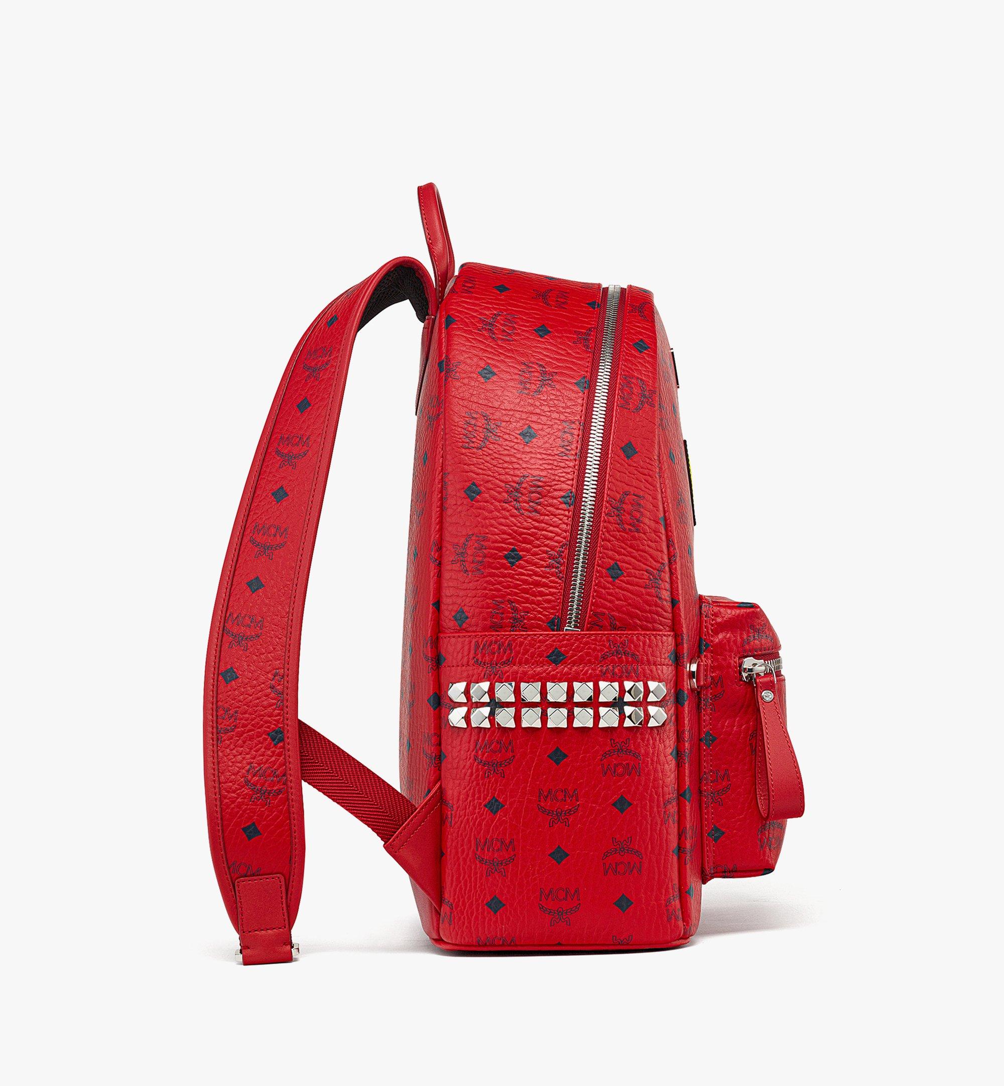 MCM Stark Side Studs Backpack in Visetos Red MMKEAVE08XC001 Alternate View 1