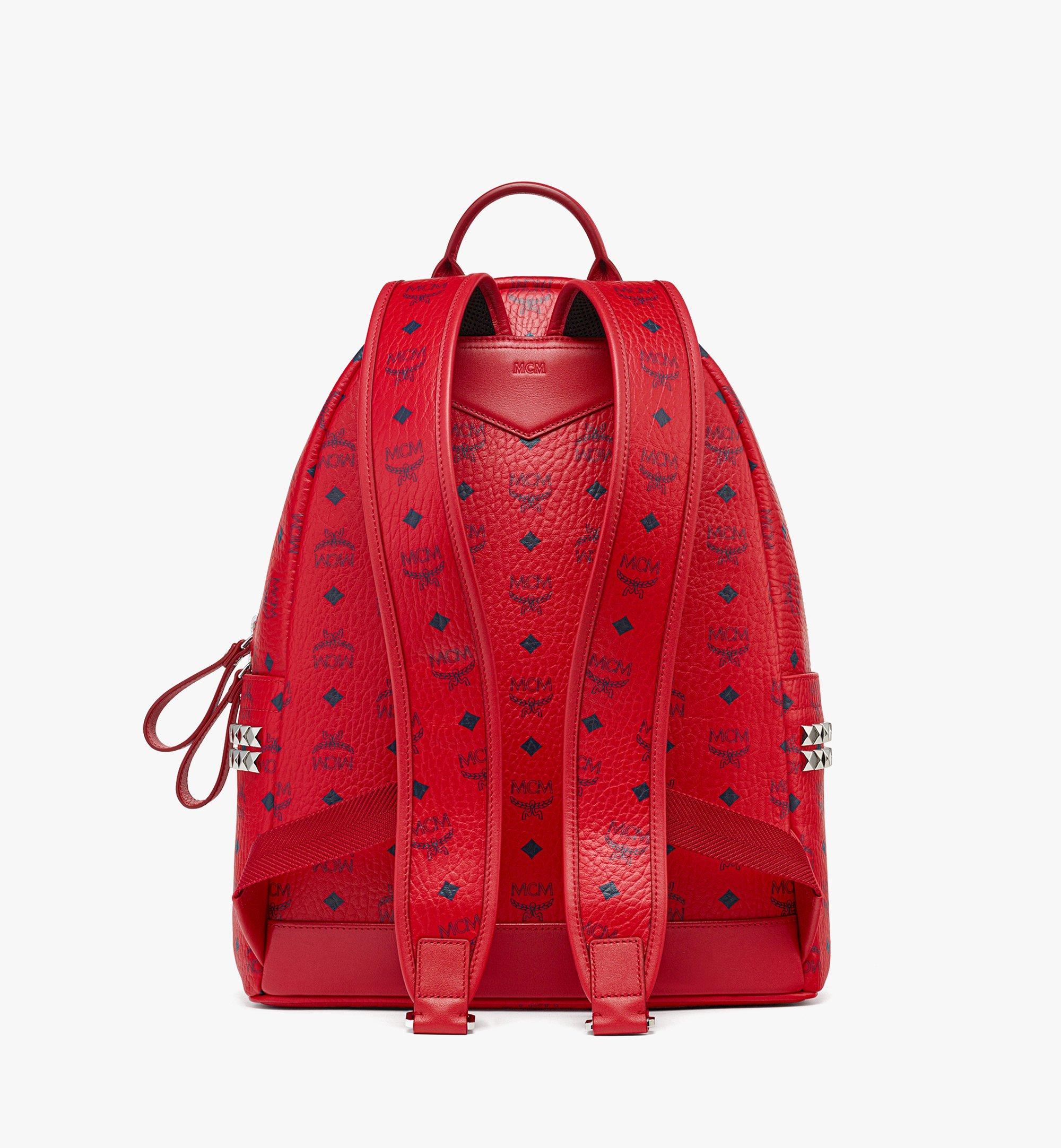 Medium Stark Side Studs Backpack in Visetos Red MCM DE