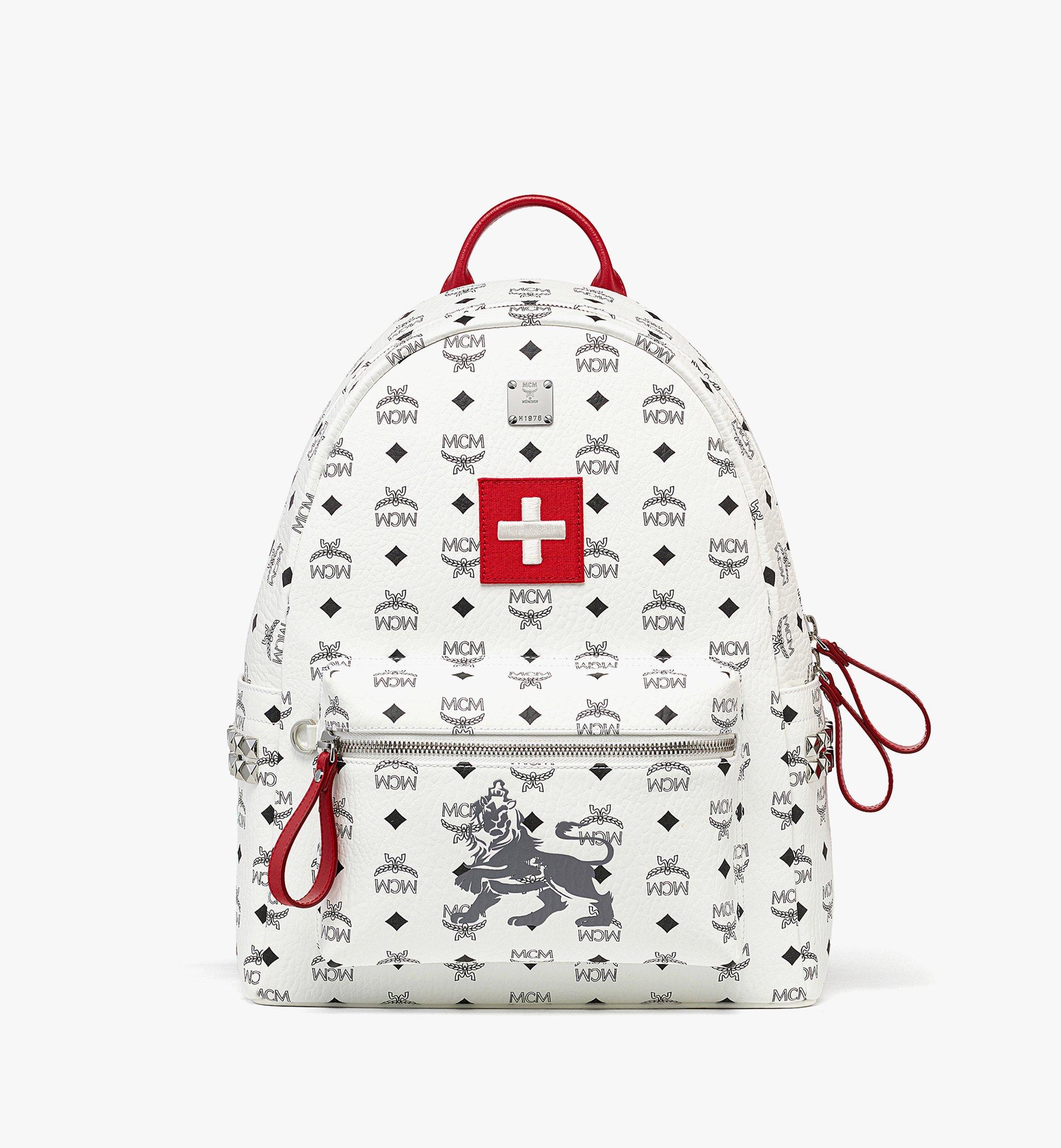 Medium Stark Side Studs Backpack in Visetos White | MCM ®LU