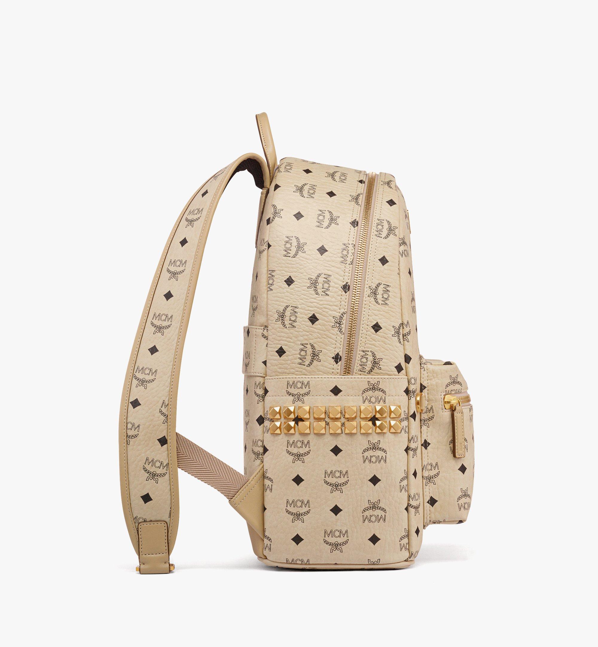 MCM Stark Side Studs Backpack in Visetos Beige MMKEAVE12IG001 Alternate View 1