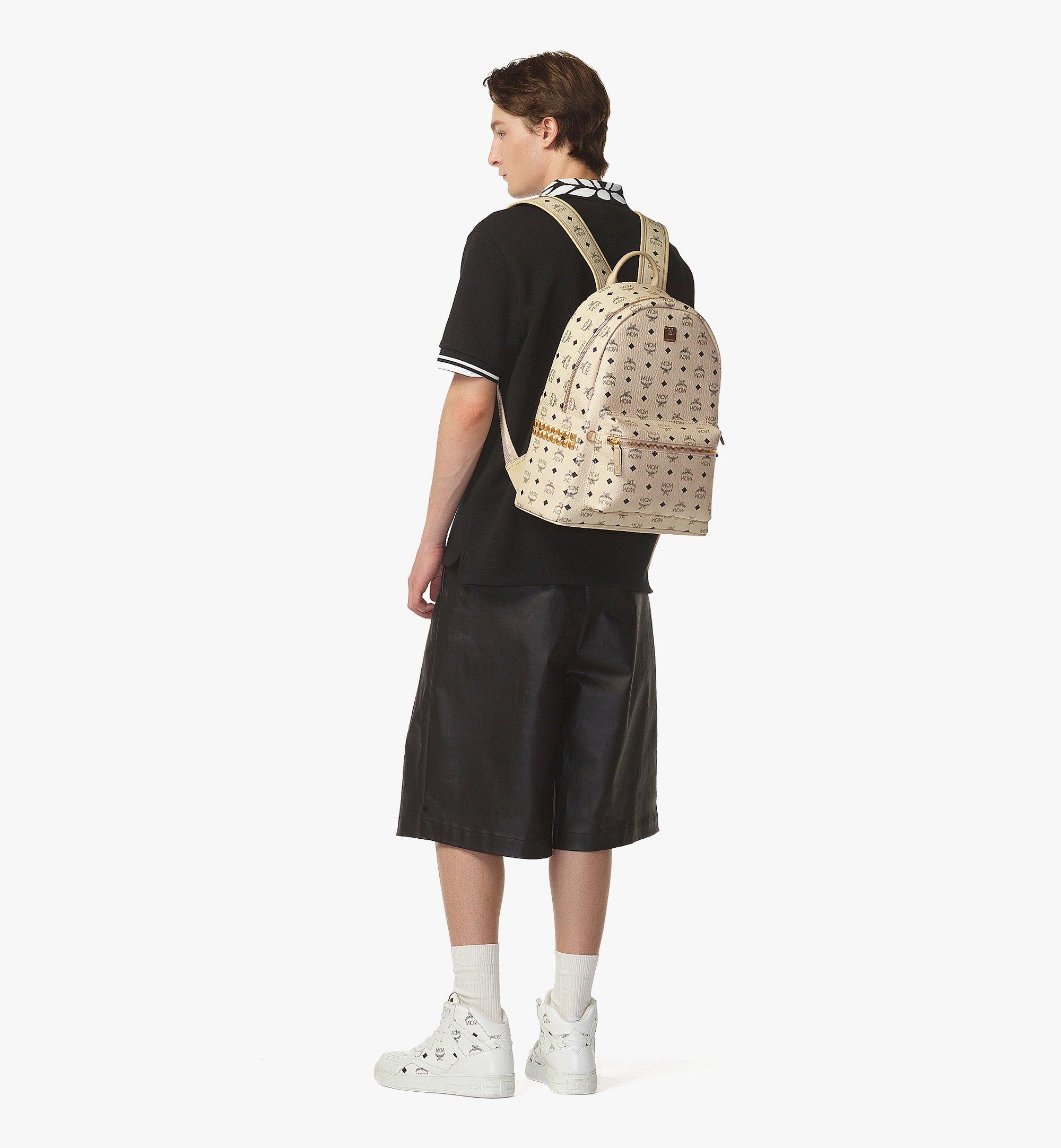 MCM Stark Side Studs Backpack in Visetos Beige MMKEAVE12IG001 Alternate View 4