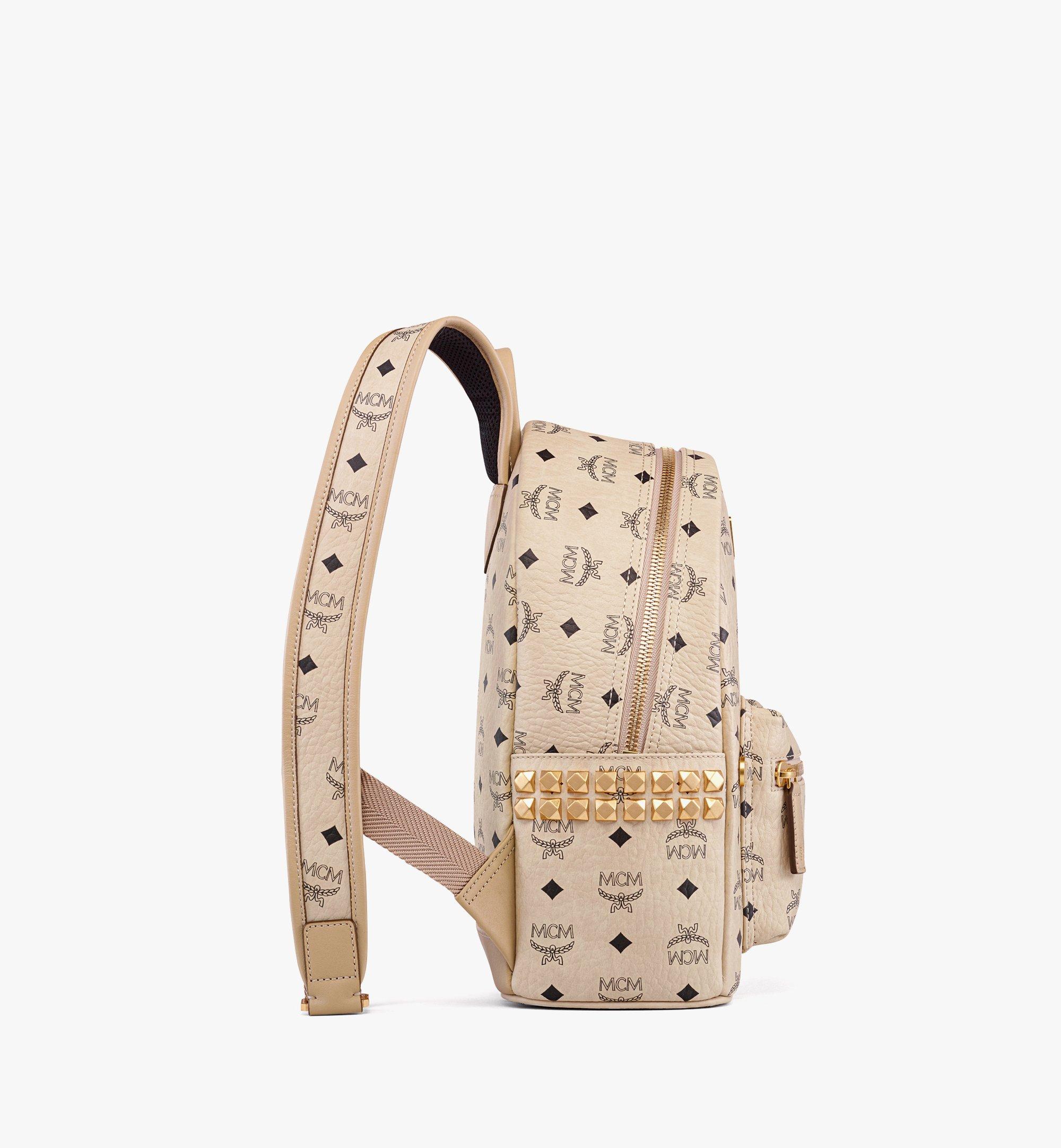 MCM Stark Side Studs Backpack in Visetos Beige MMKEAVE15IG001 Alternate View 1