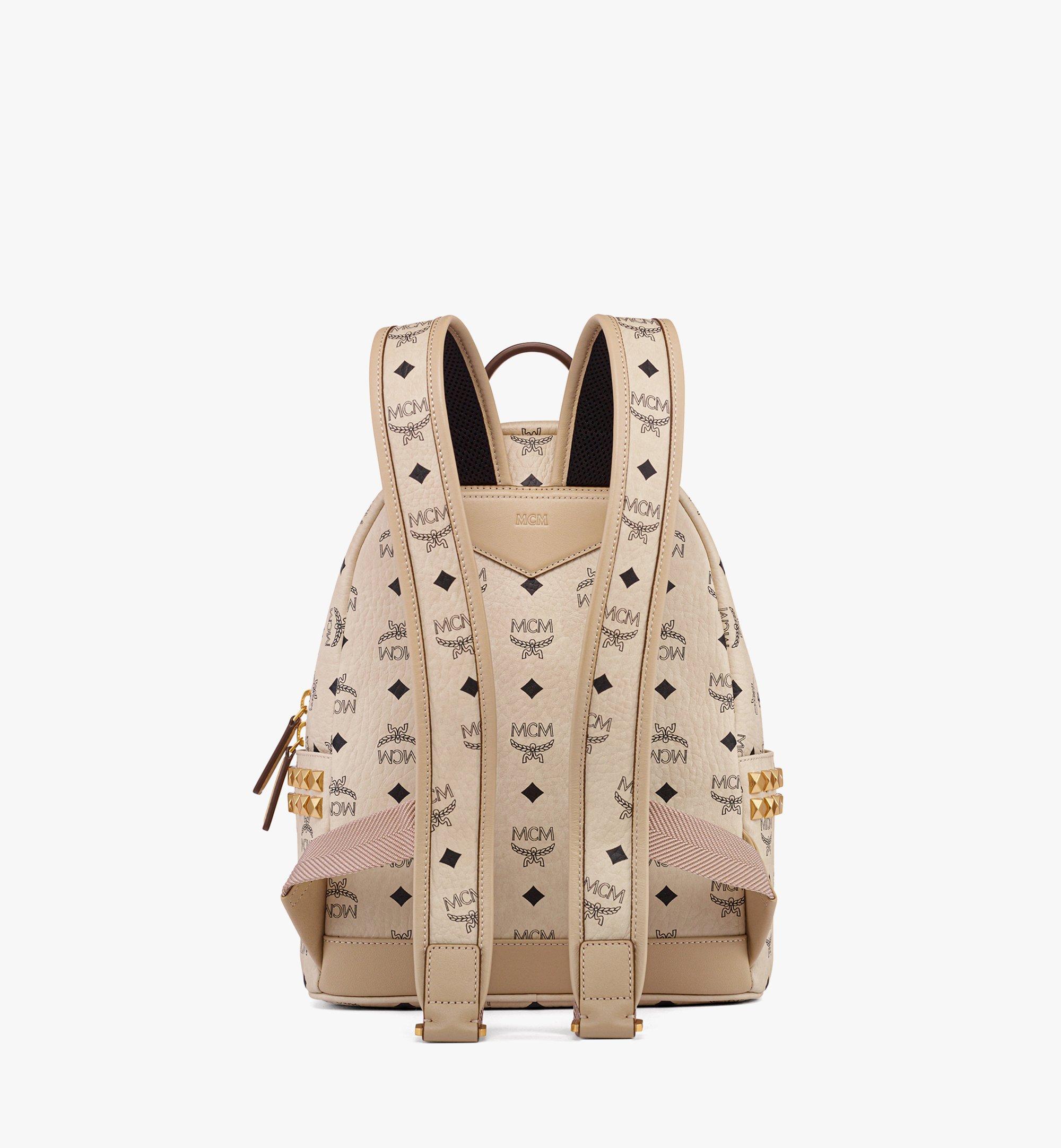 MCM Stark Side Studs Backpack in Visetos Beige MMKEAVE15IG001 Alternate View 3