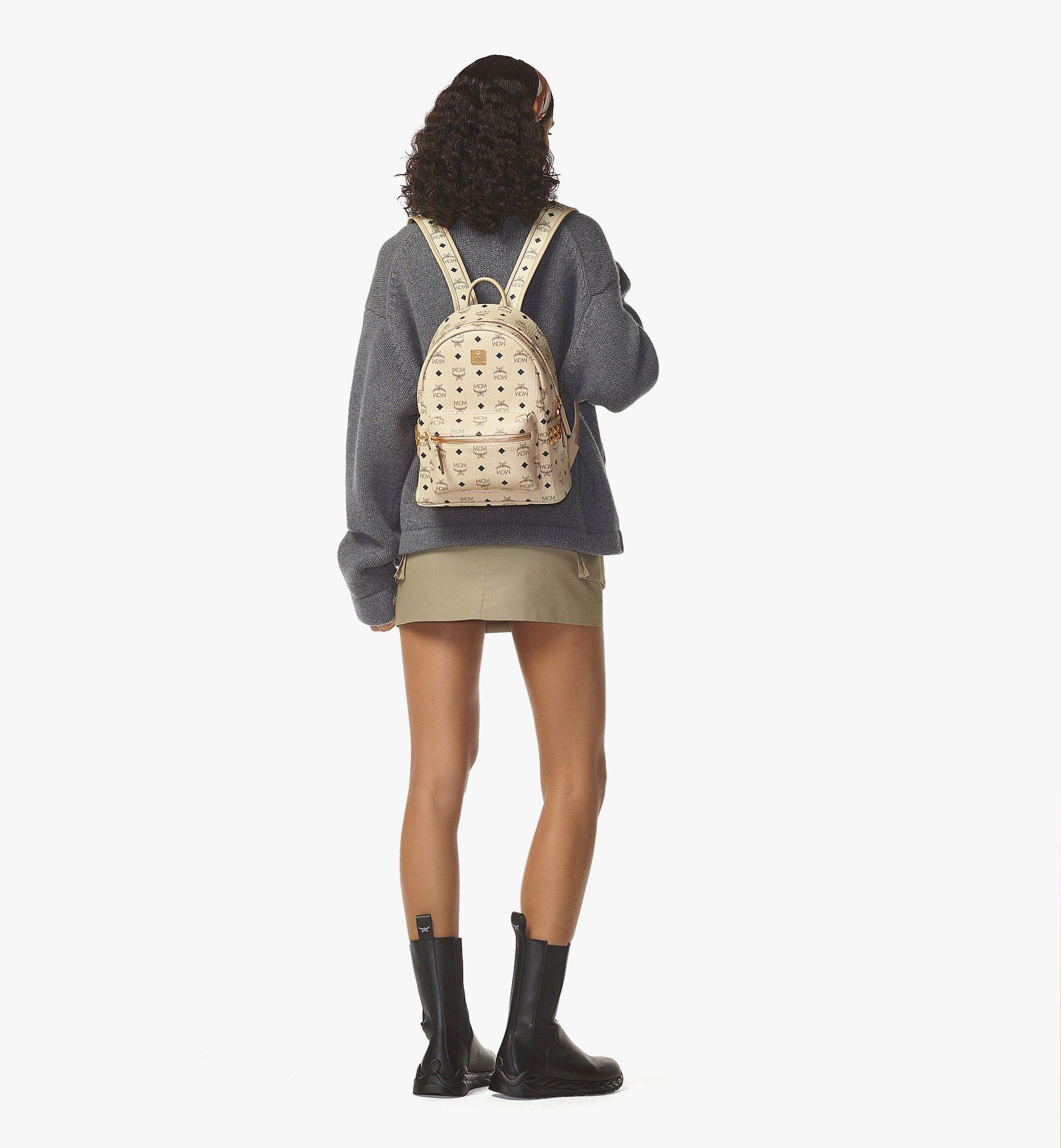 MCM Stark Side Studs Backpack in Visetos Beige MMKEAVE15IG001 Alternate View 4