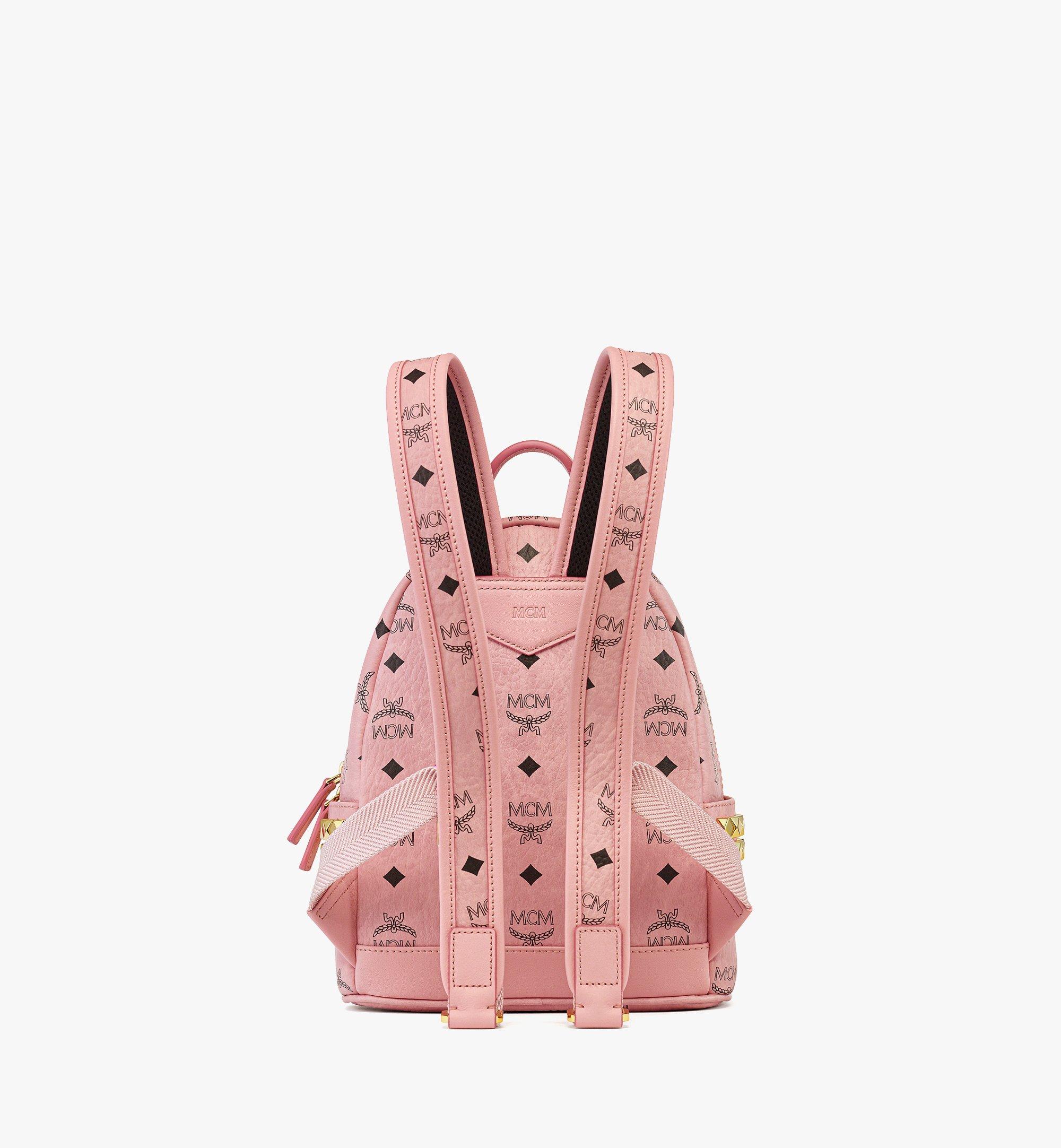 Mcm pink studded backpack best sale