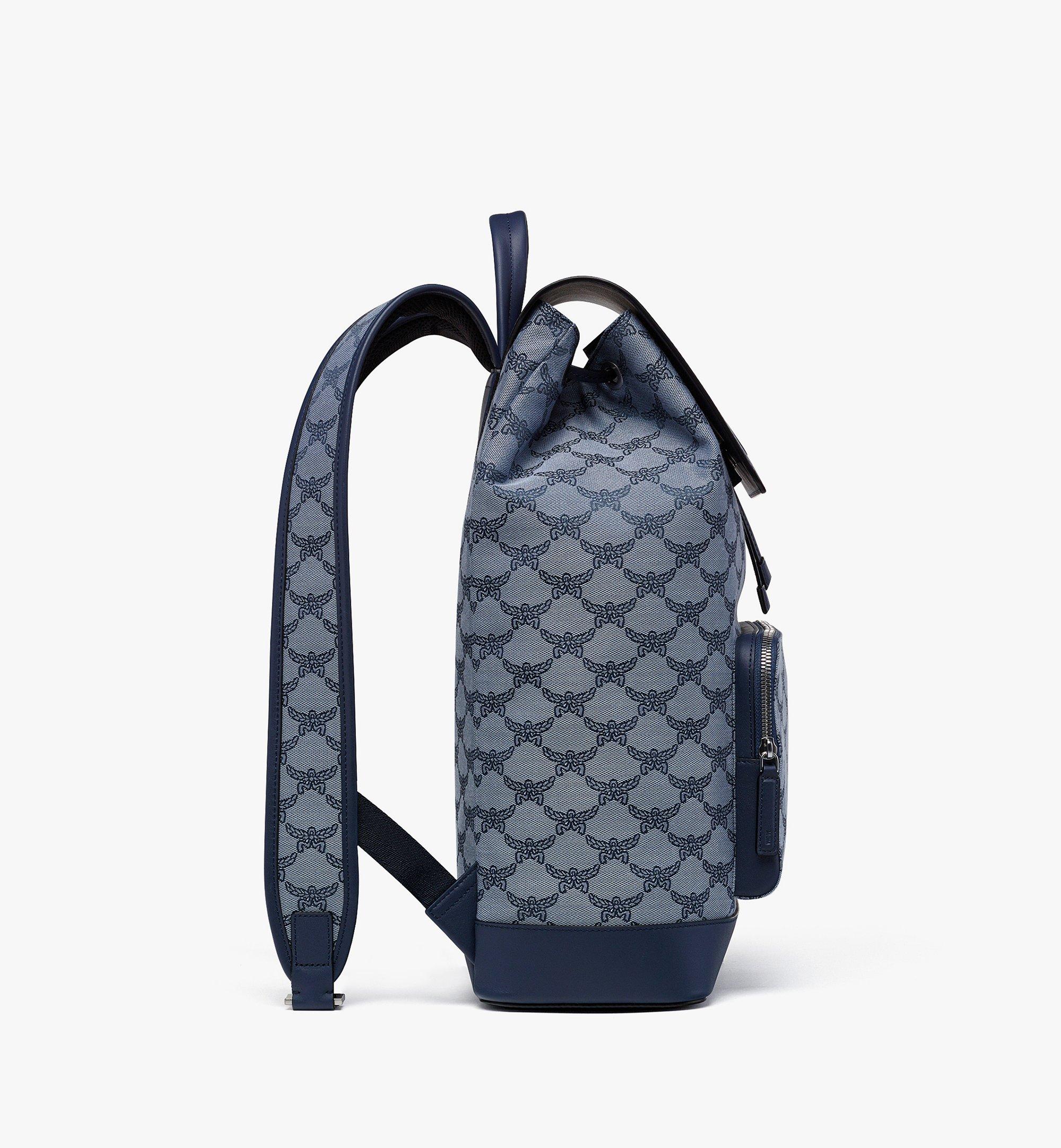 Medium Himmel Drawstring Backpack in Lauretos Jacquard Blue MCM ®AT