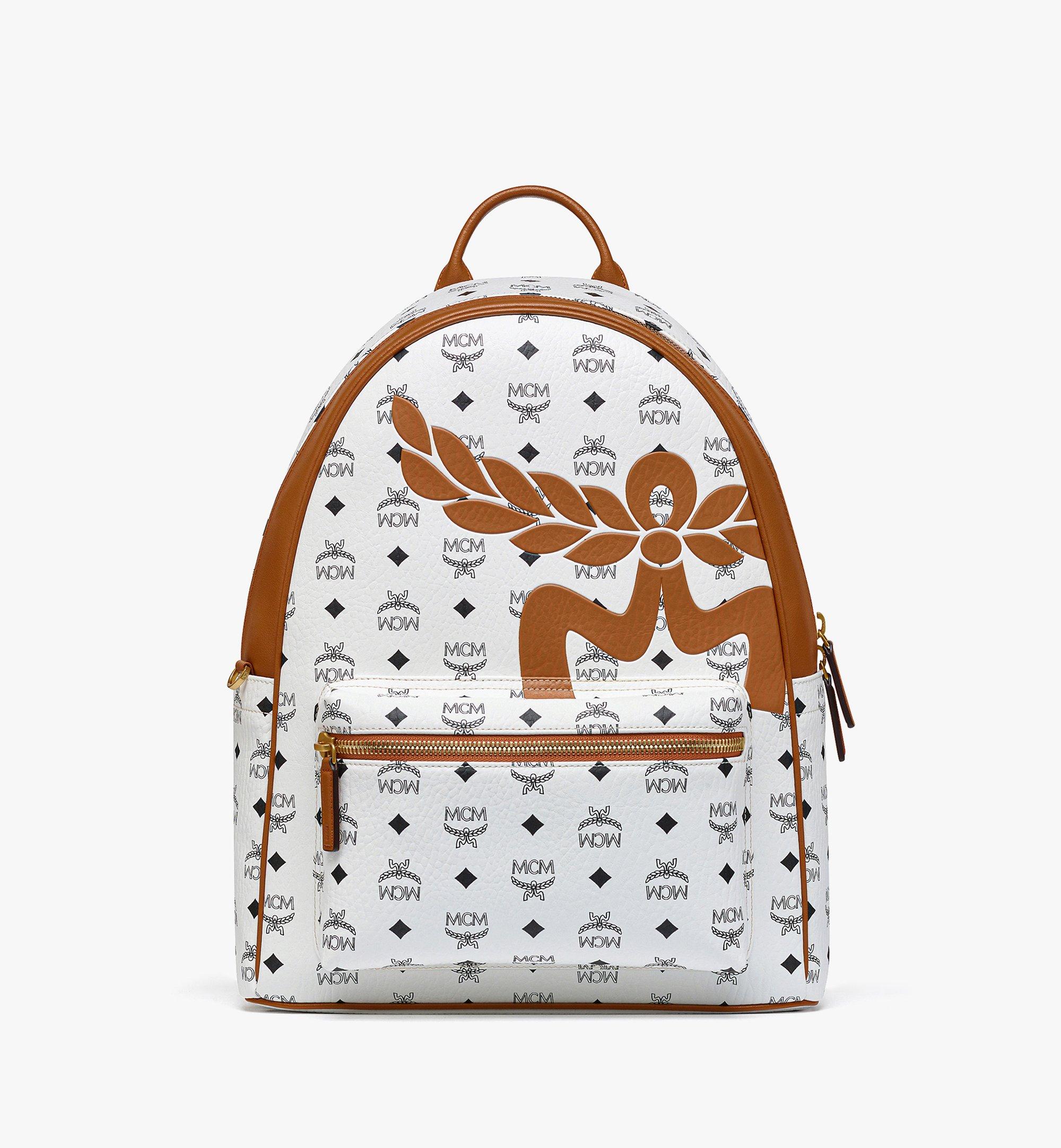 Medium Stark Backpack in Mega Laurel Visetos White | MCM ®US