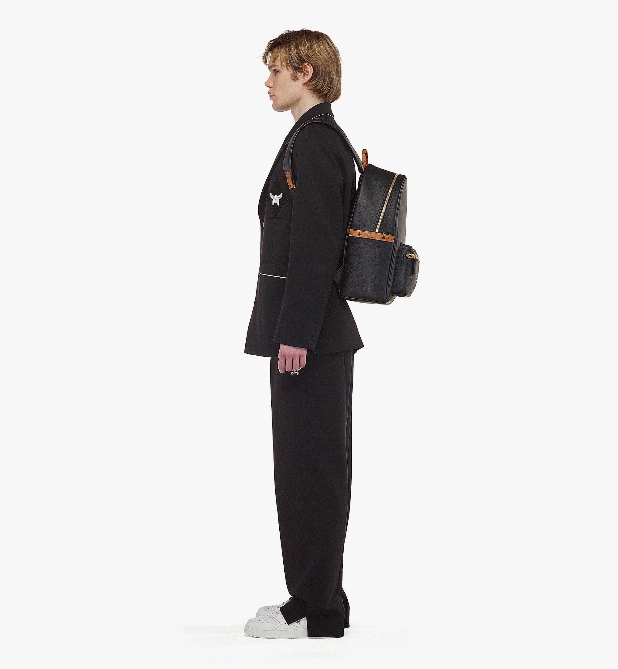 MCM Stark Backpack in Embossed Logo Leather Black MMKESVE04BK001 Alternate View 4