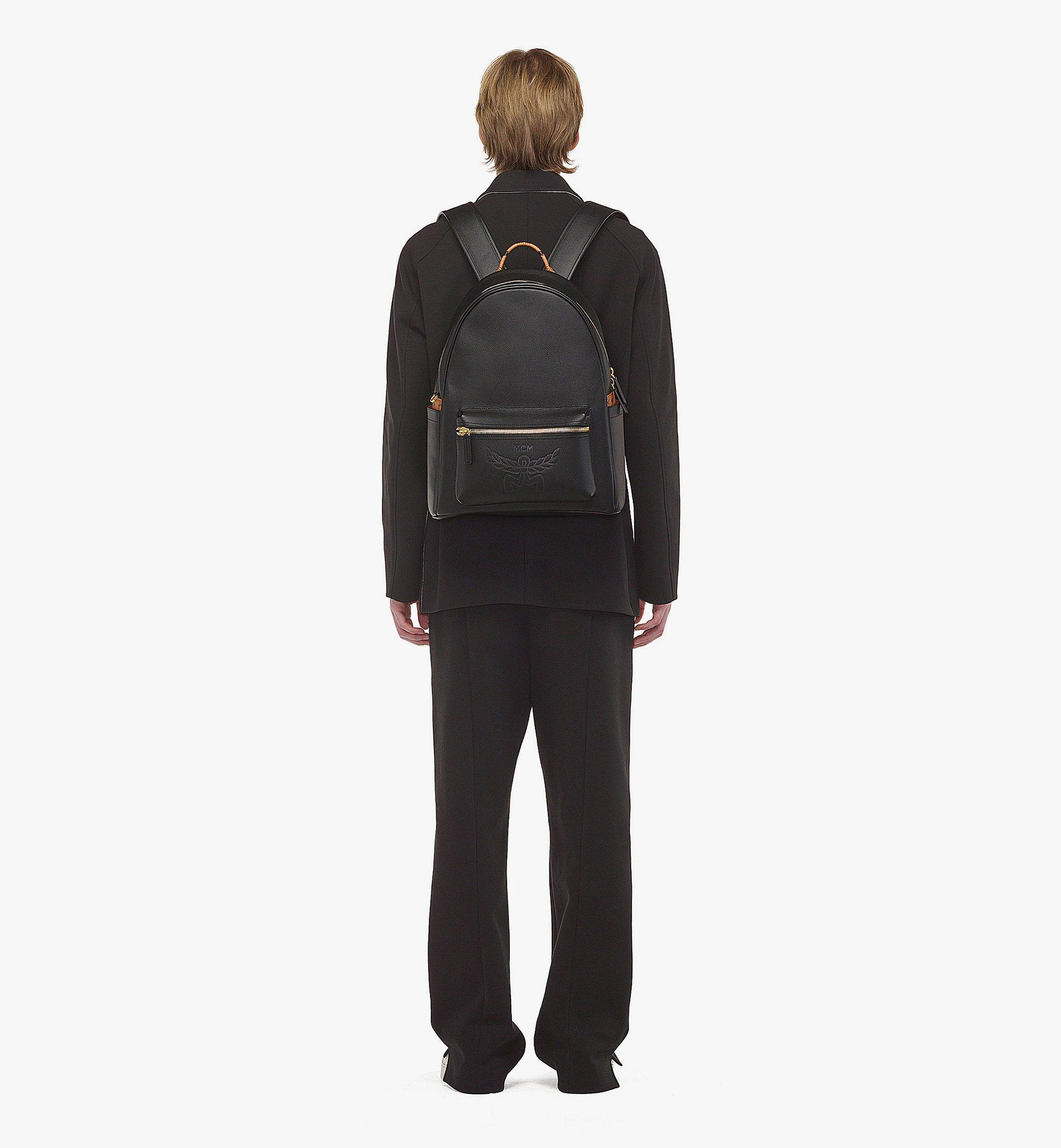Medium Stark Backpack in Embossed Logo Leather Black | MCM ®US