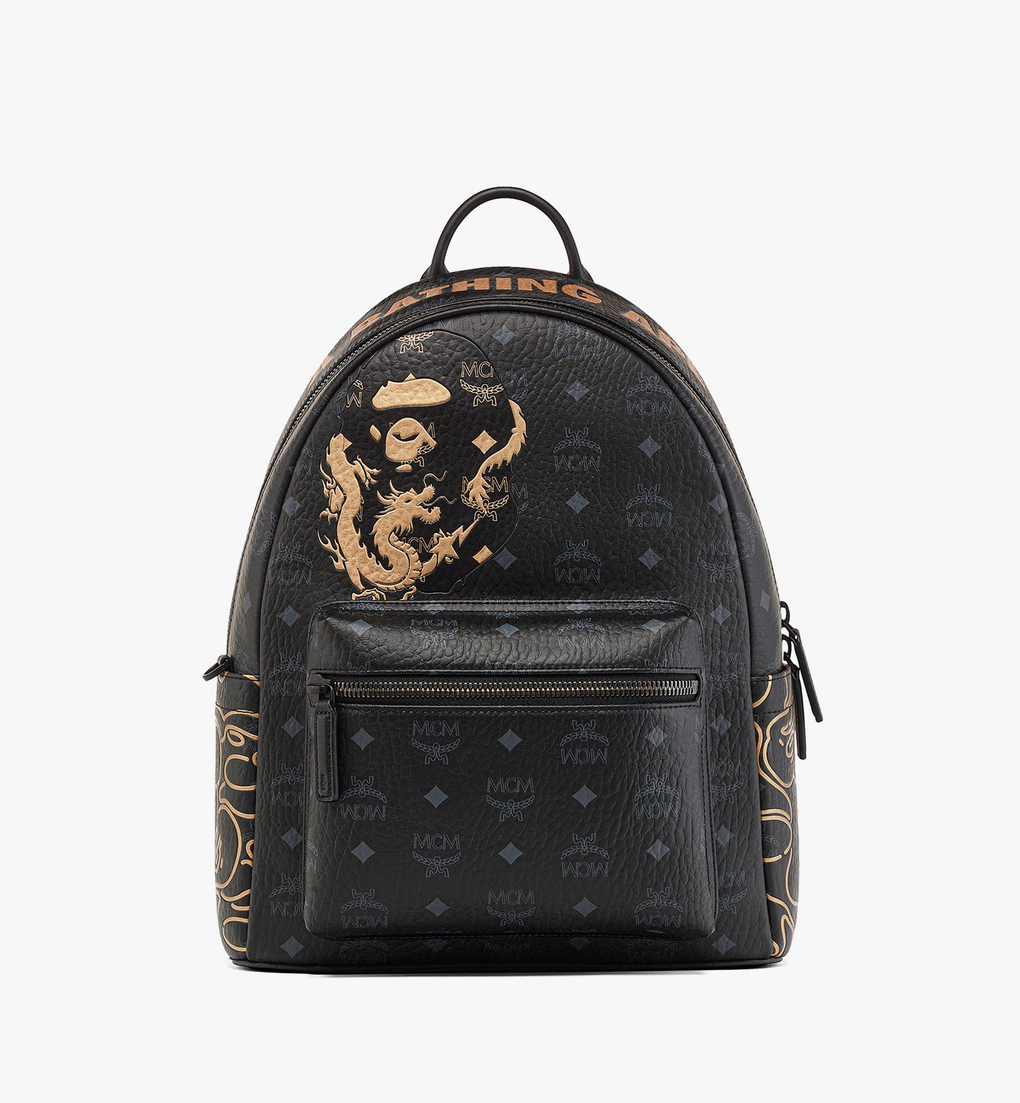 Small-Medium MCM x BAPE Stark Backpack in Visetos Black | MCM ®US