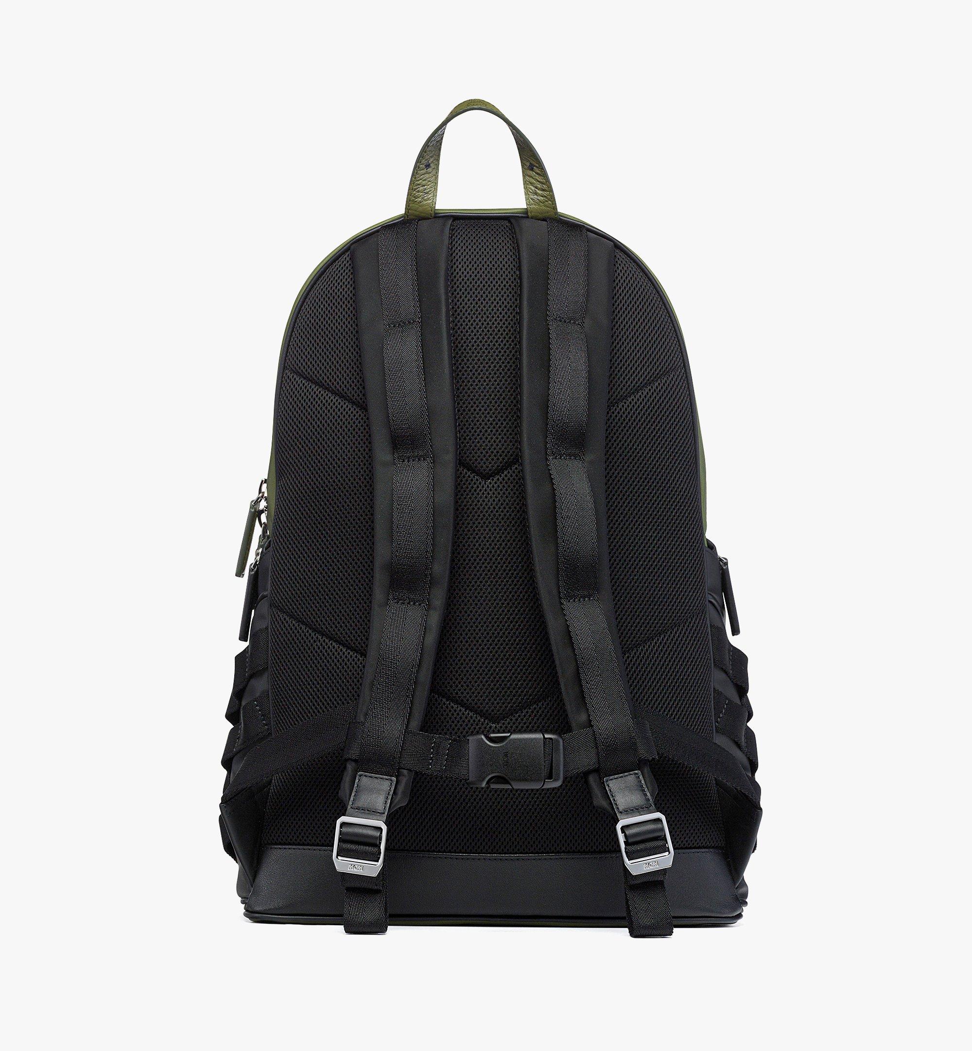 MCM Aren Backpack in ECONYL® and Monogram Print Leather Green MMKFATA01K8001 Alternate View 3