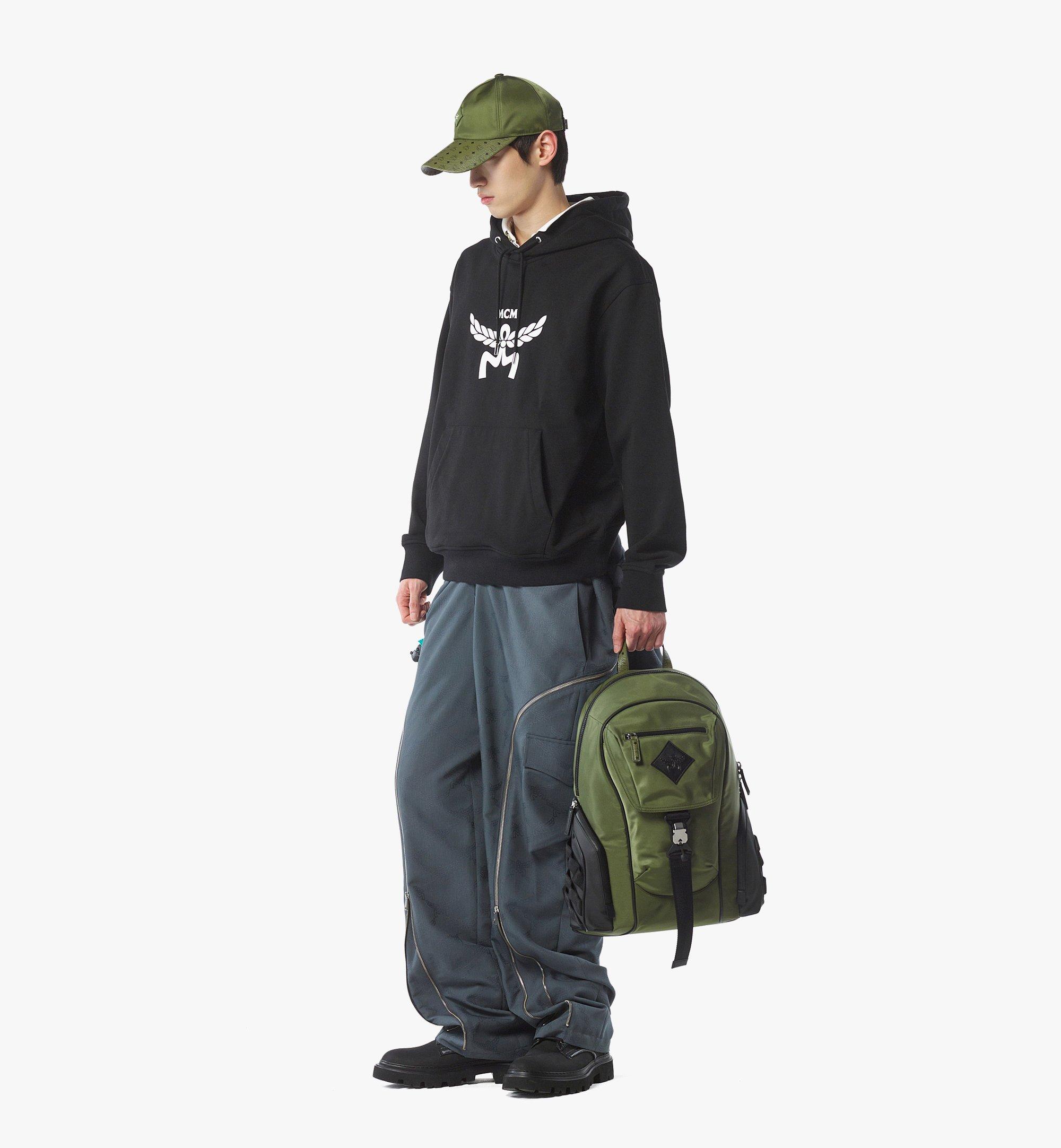MCM Aren Backpack in ECONYL® and Monogram Print Leather Green MMKFATA01K8001 Alternate View 2