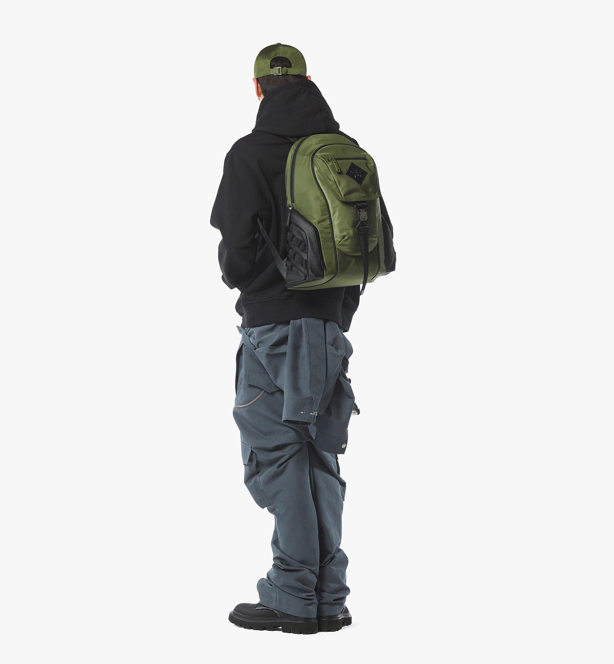 MCM Aren Backpack in ECONYL® and Monogram Print Leather Green MMKFATA01K8001 Alternate View 4