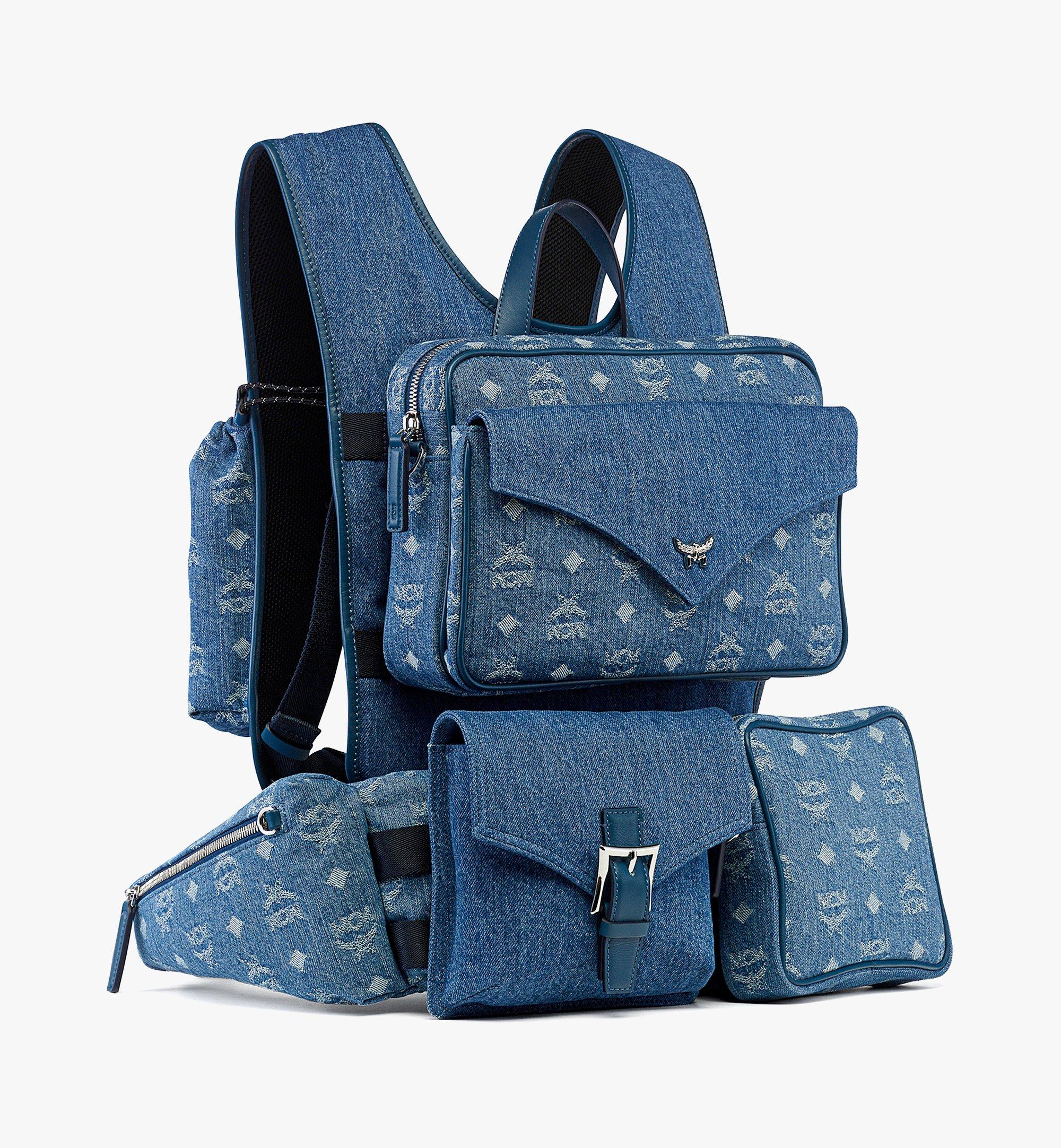 MCM Aren Multi-Rucksack aus Denim-Jacquard mit Monogramm Blue MMKFATA02HD001 Noch mehr sehen 1