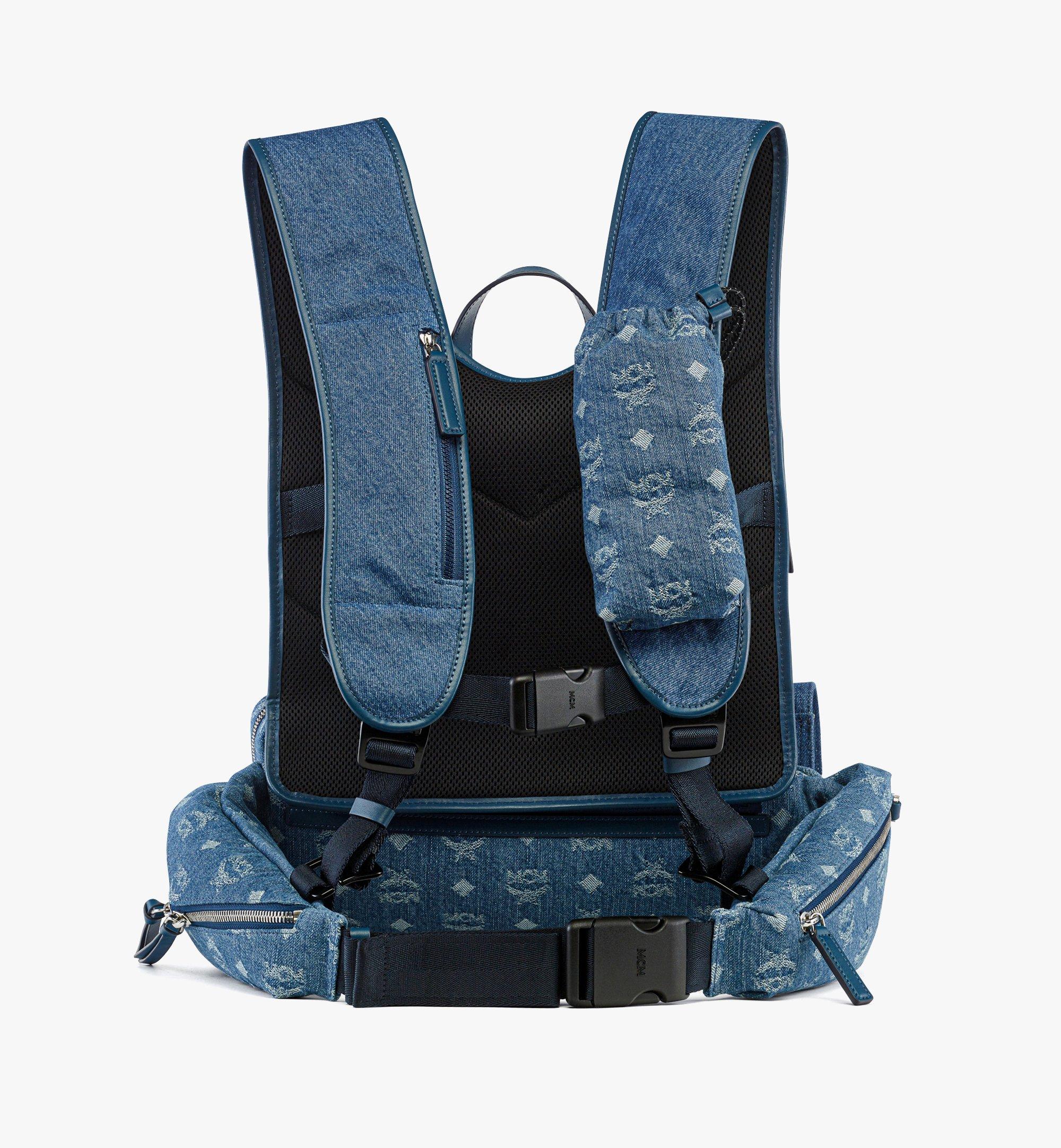 MCM Aren Multi-Rucksack aus Denim-Jacquard mit Monogramm Blue MMKFATA02HD001 Noch mehr sehen 4