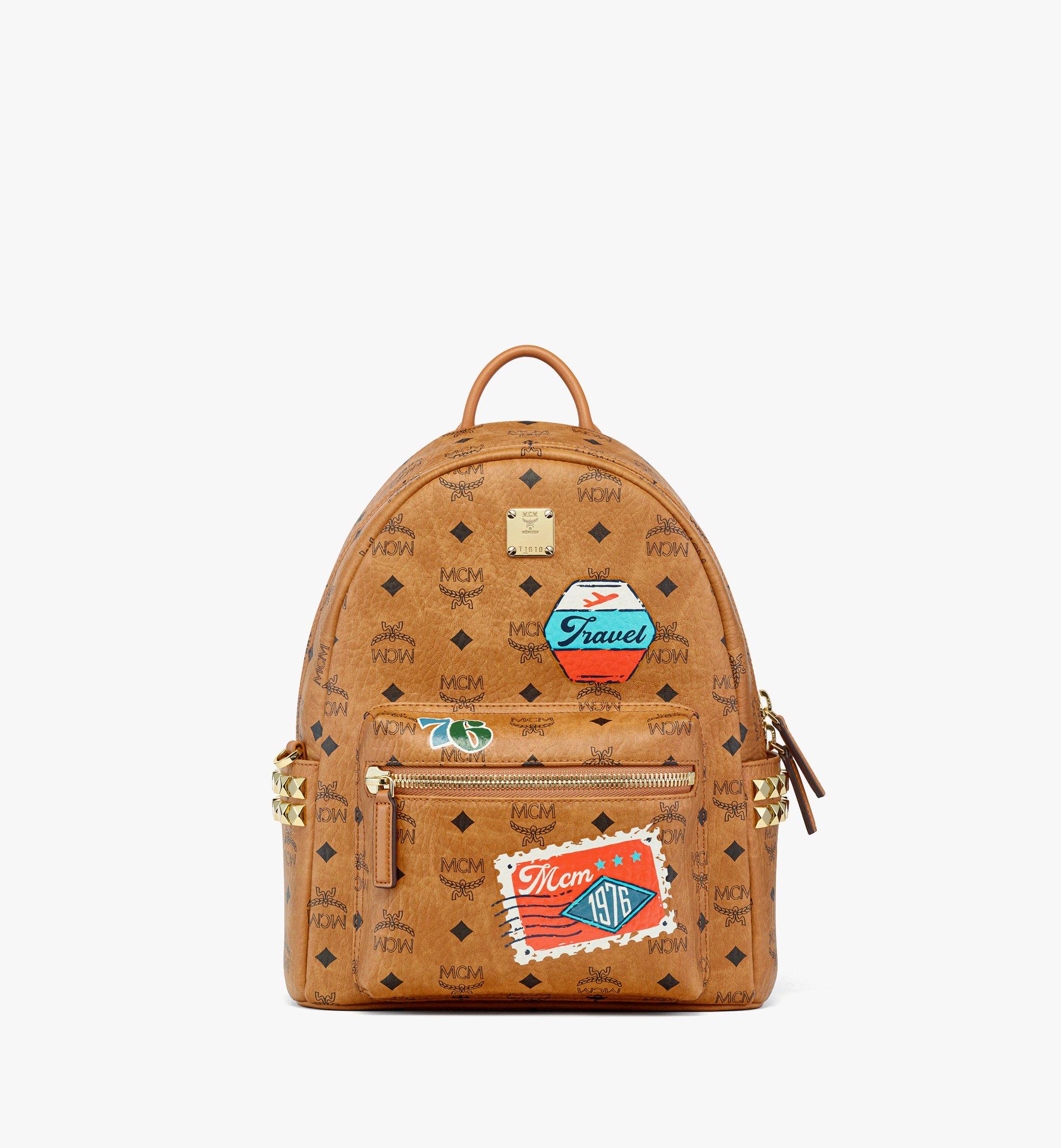 MCMリュック One Size Stark Side Studs Backpack in Wanderlust Visetos Cognac