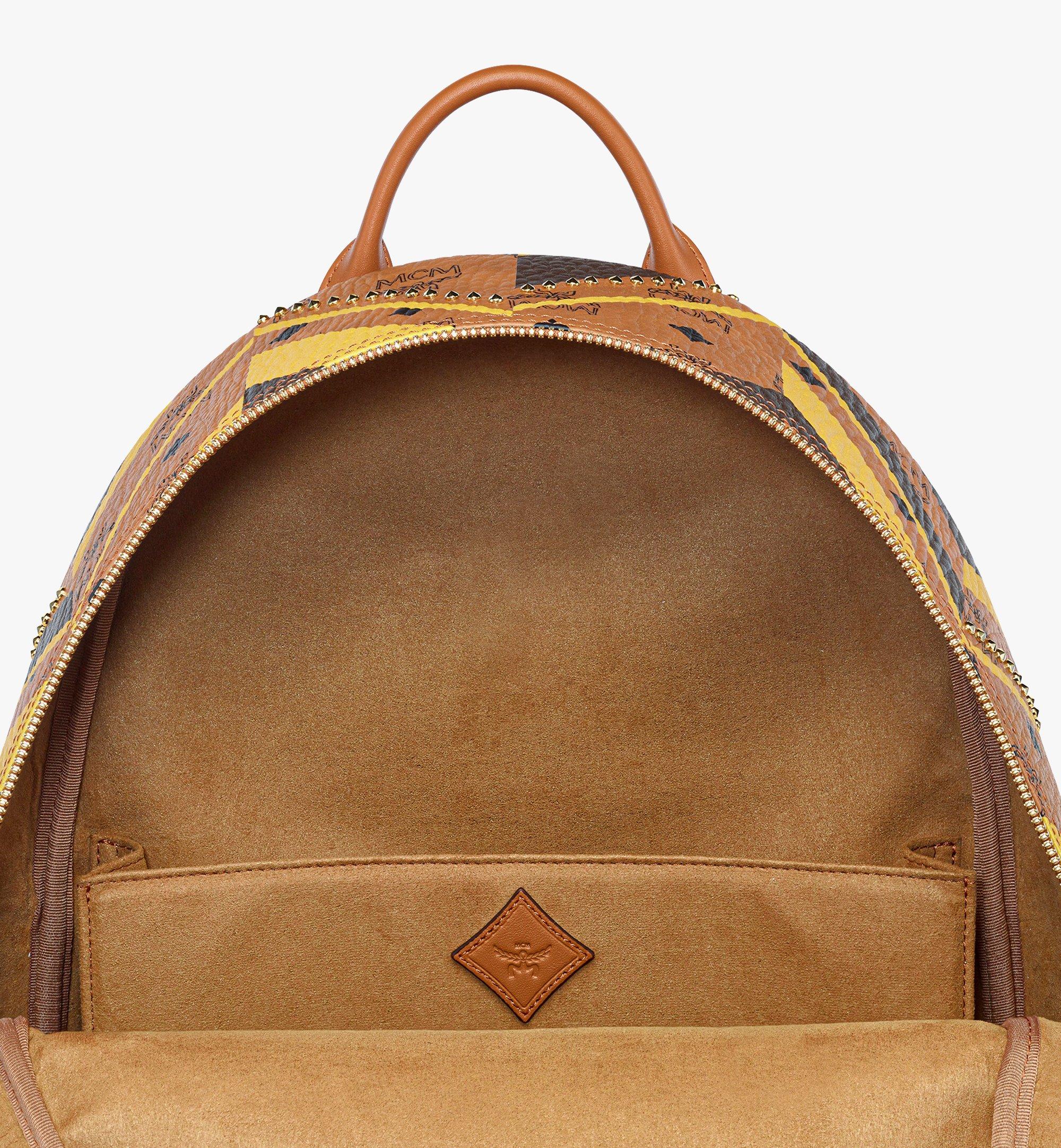 MCM Studded Stark Backpack in Mega Herringbone Visetos Cognac MMKFAVE03CO001 Alternate View 2