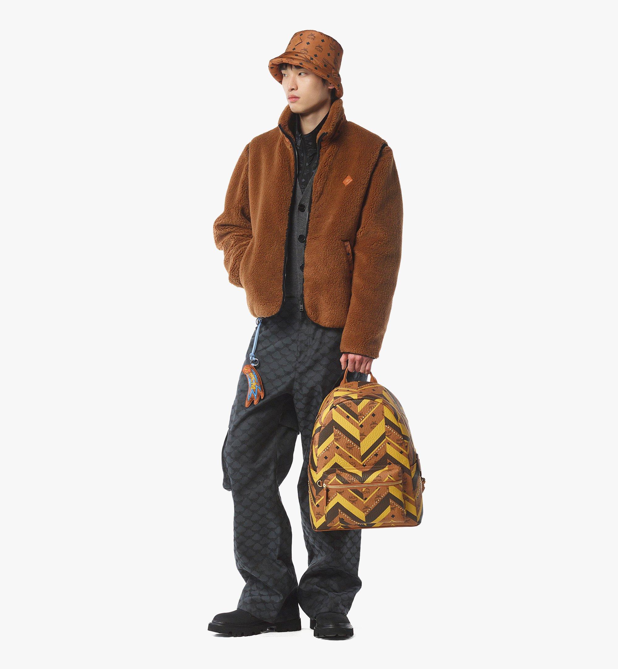 MCM Studded Stark Backpack in Mega Herringbone Visetos Cognac MMKFAVE03CO001 Alternate View 2