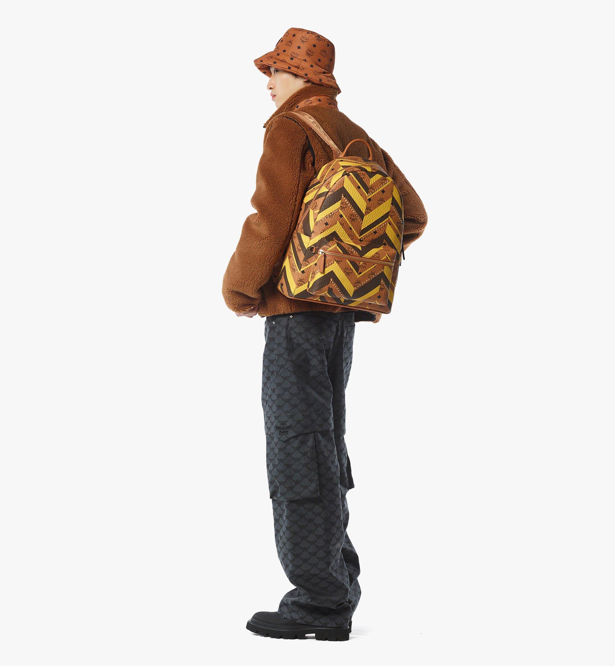 MCM Studded Stark Backpack in Mega Herringbone Visetos Cognac MMKFAVE03CO001 Alternate View 4