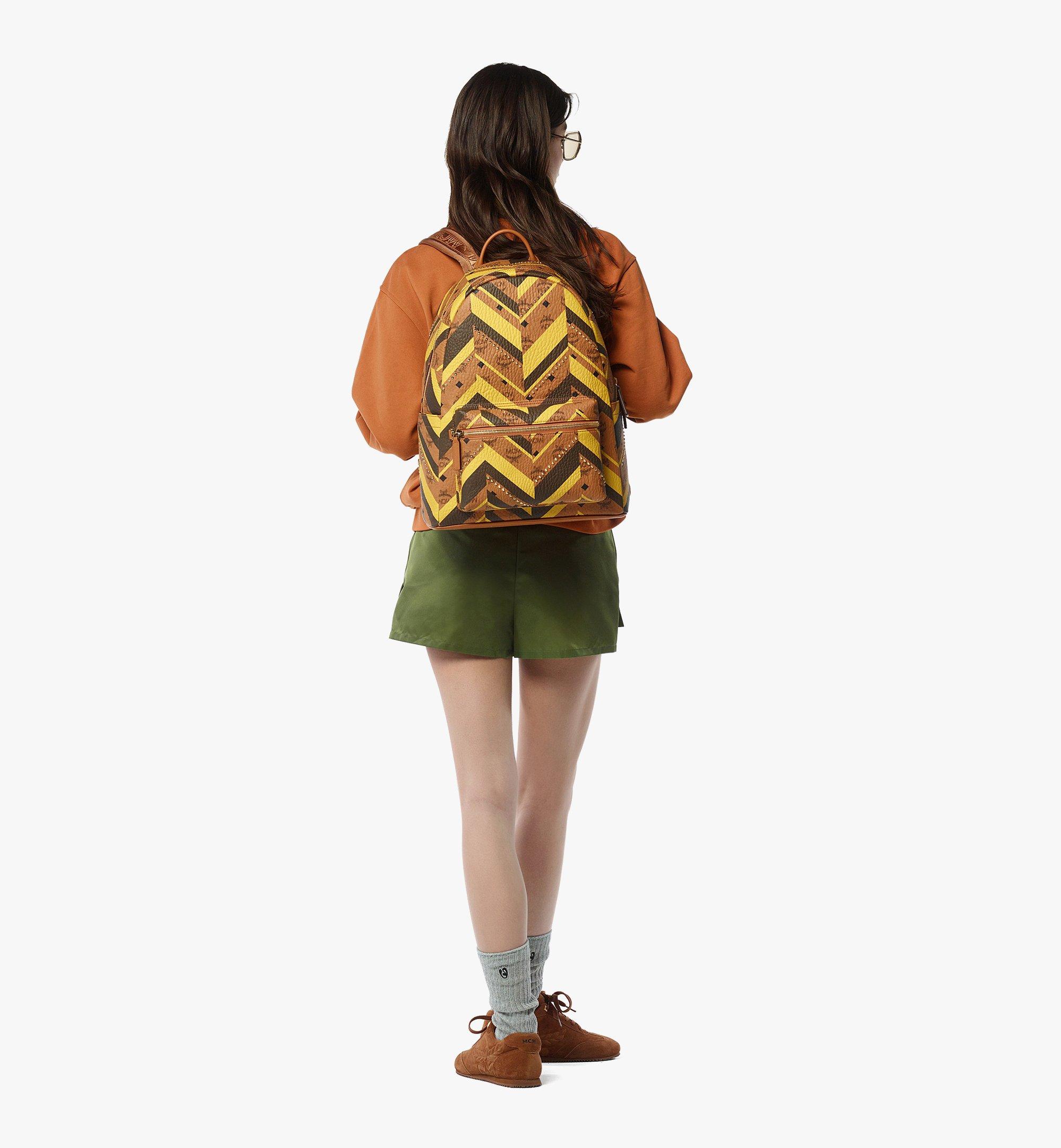 MCM Studded Stark Backpack in Mega Herringbone Visetos Cognac MMKFAVE03CO001 Alternate View 5