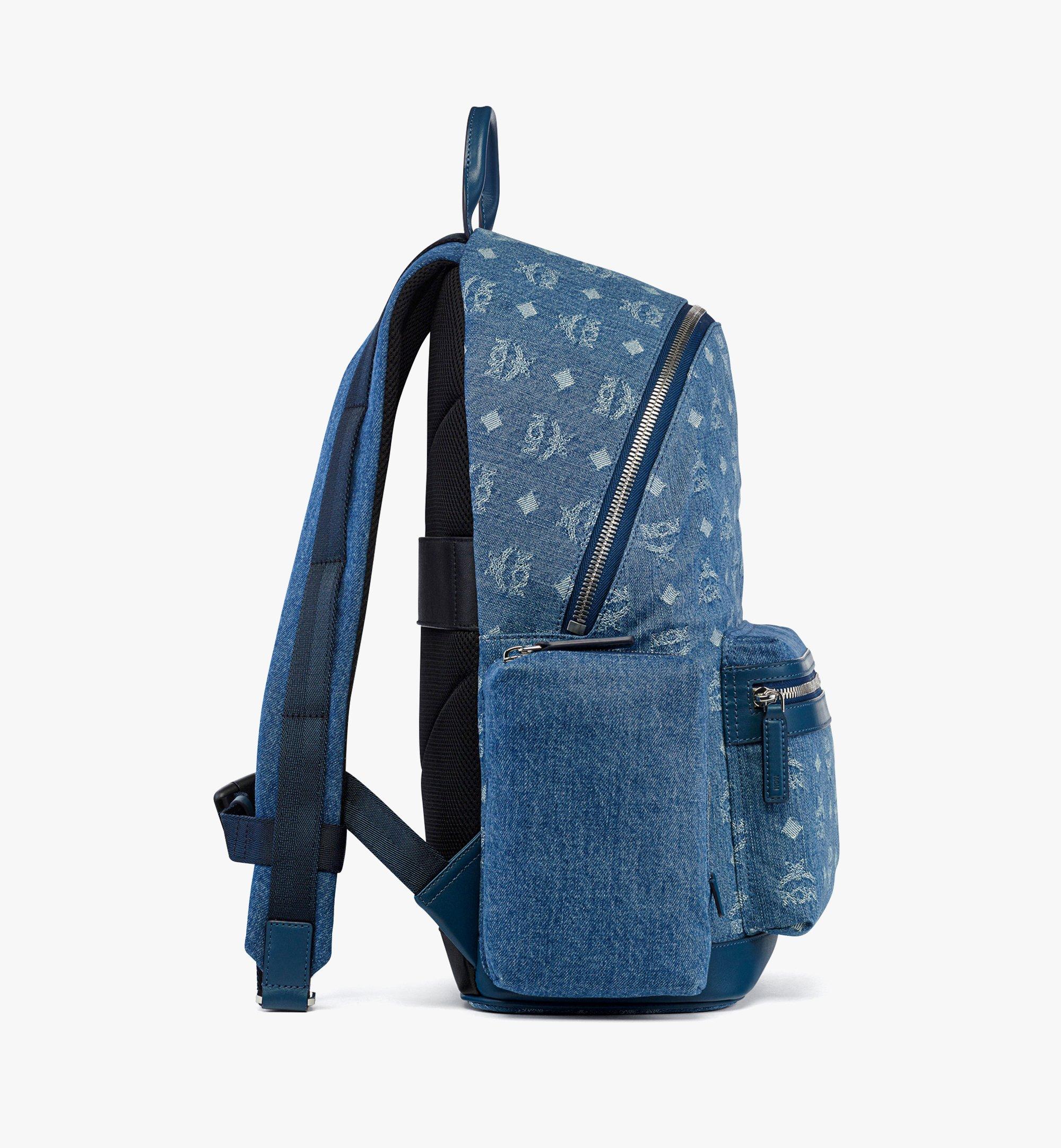 MCM Stark Backpack in Monogram Denim Jacquard  MMKFAVE04HD001 Alternate View 1