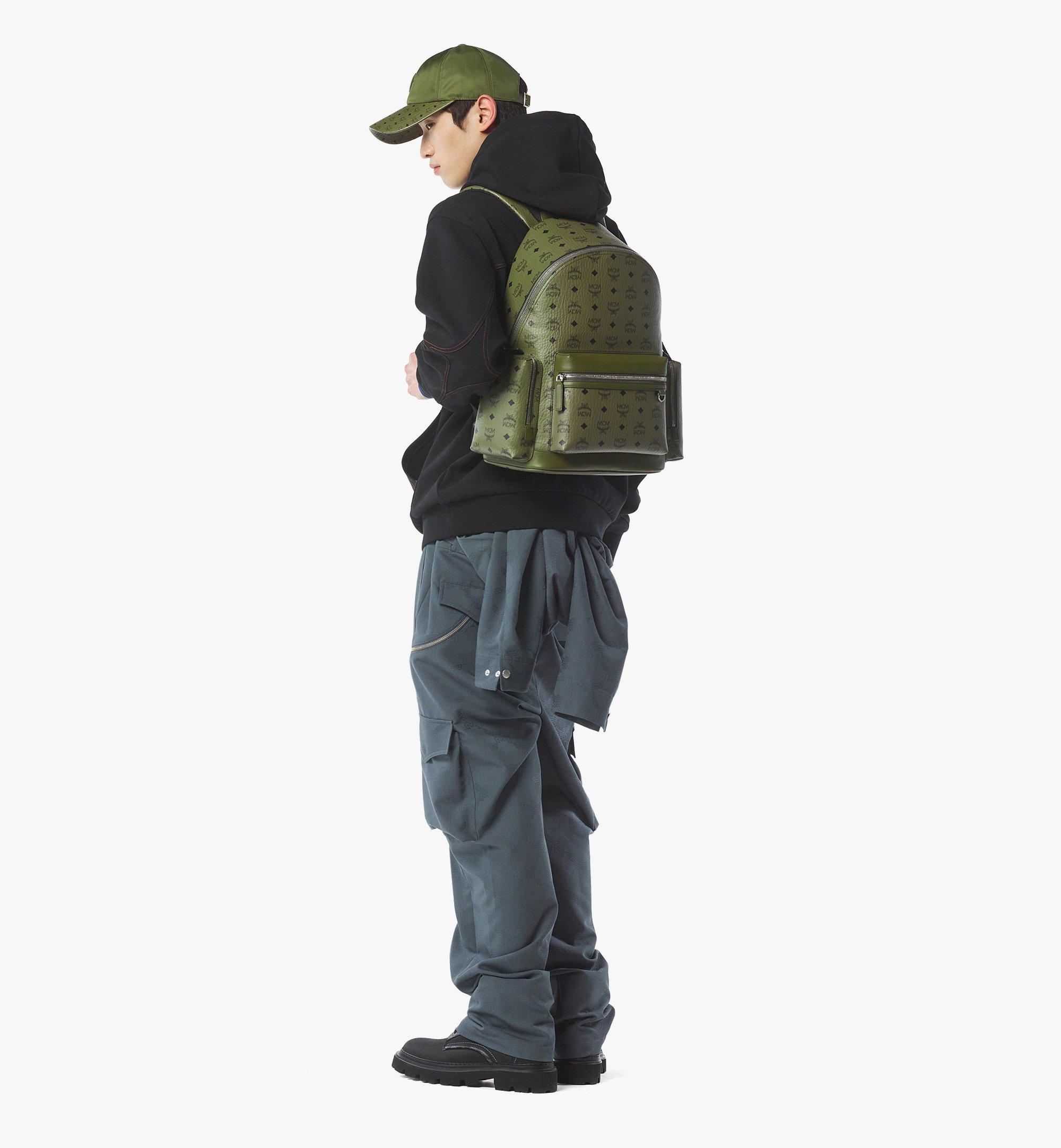 MCM Stark Backpack in Visetos Green MMKFAVE09K8001 Alternate View 4